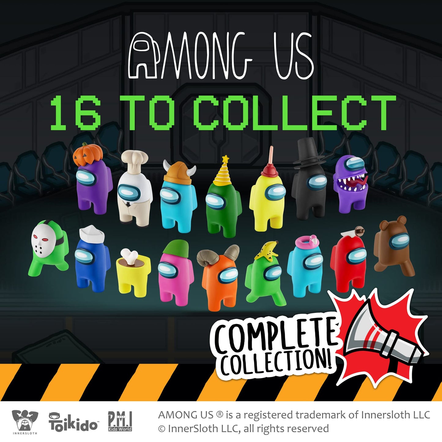 P.M.I. Among Us Crewmate Figures – 5 Toys + Hidden Impostor, 3 Hats