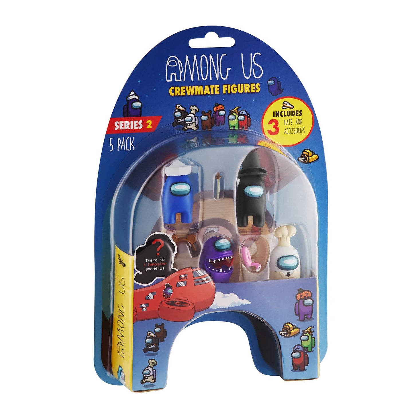 P.M.I. Among Us Crewmate Figures – 5 Toys + Hidden Impostor, 3 Hats
