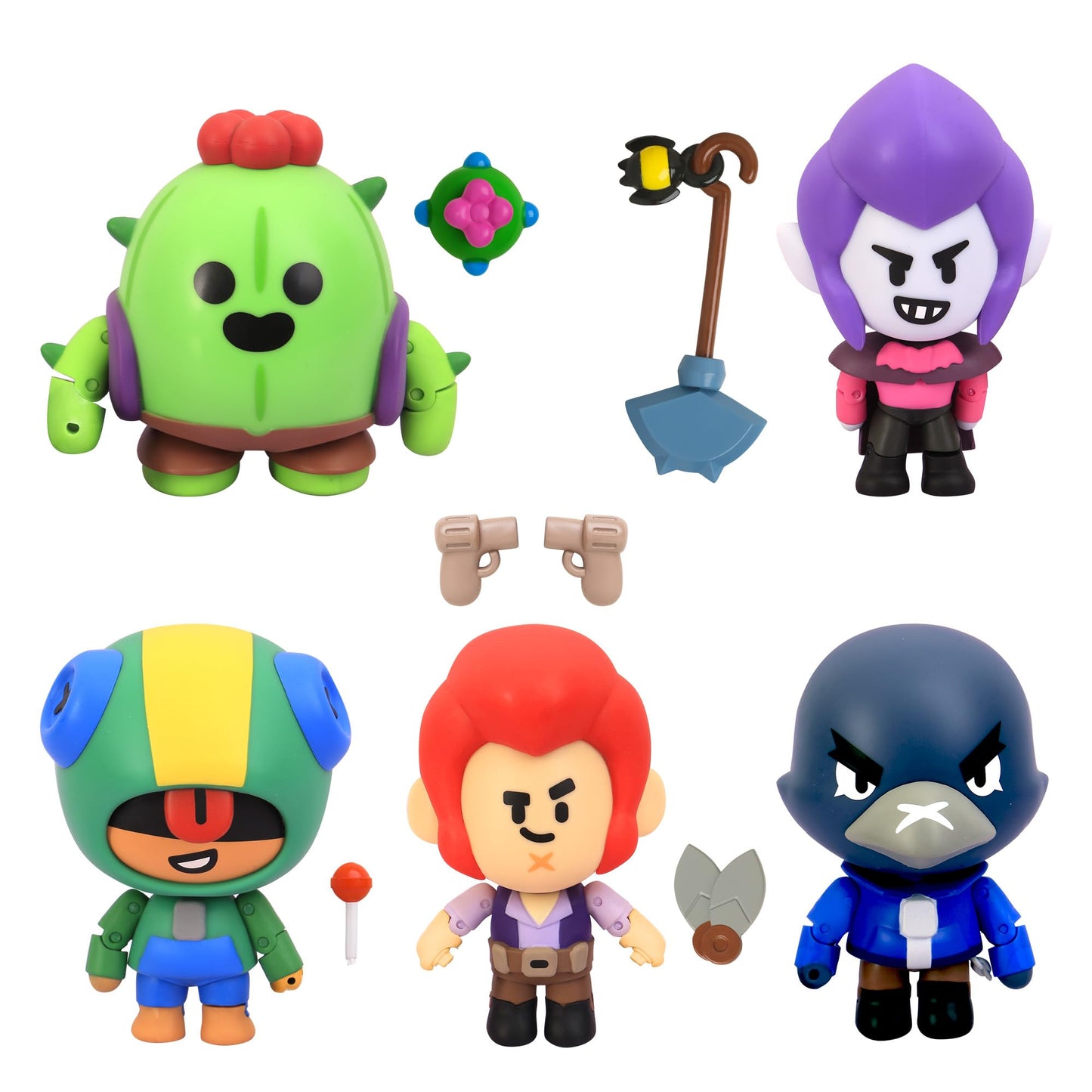 P.M.I. Brawl Stars Action Figures – Spike, Crow, Colt, Leon, Mortis | 4.5-Inch Collectibles