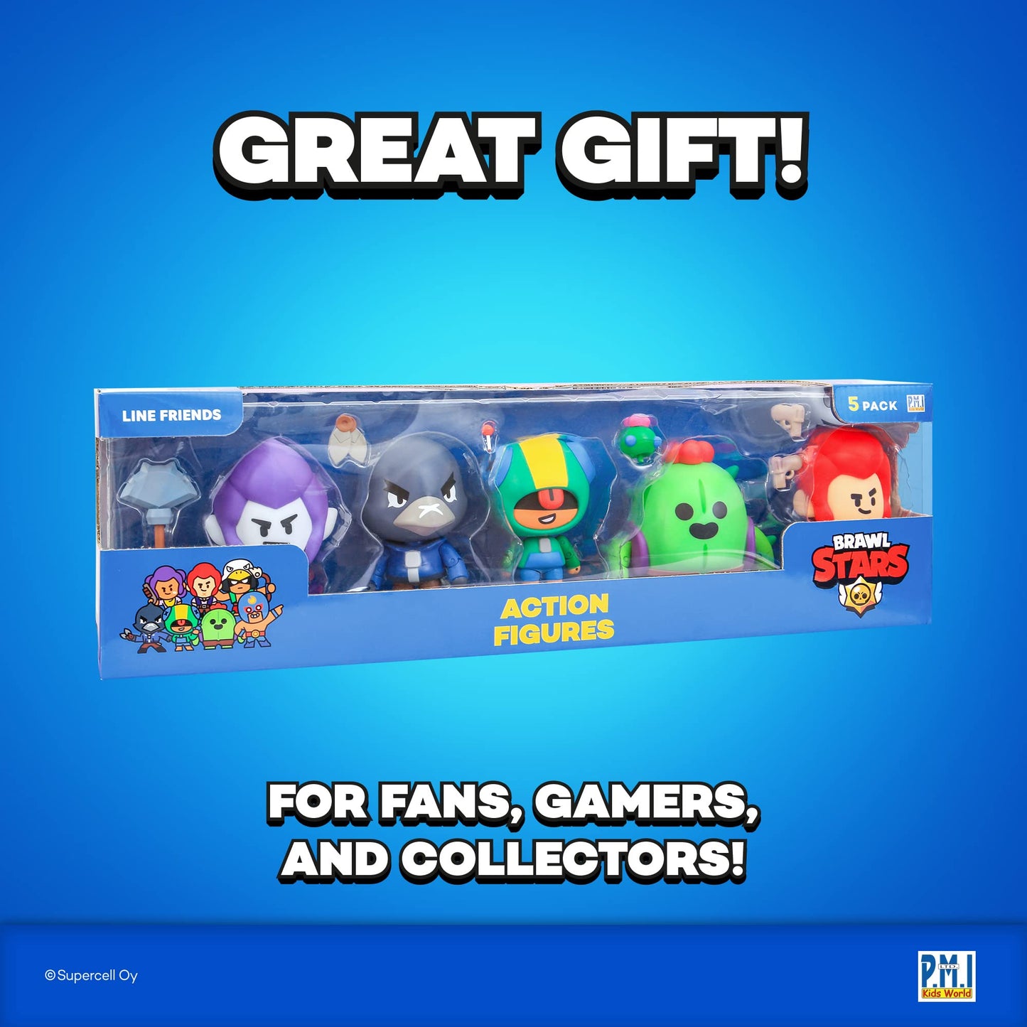 P.M.I. Brawl Stars Action Figures – Spike, Crow, Colt, Leon, Mortis | 4.5-Inch Collectibles