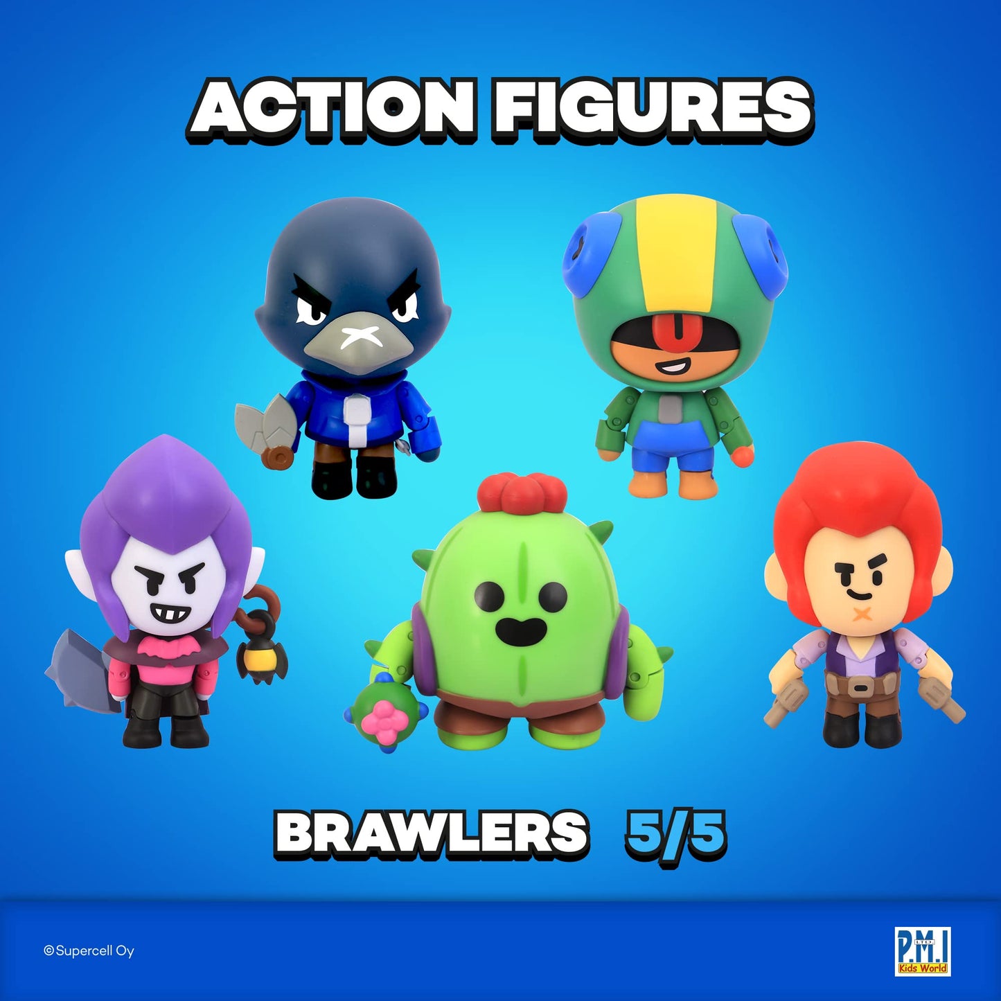 P.M.I. Brawl Stars Action Figures – Spike, Crow, Colt, Leon, Mortis | 4.5-Inch Collectibles