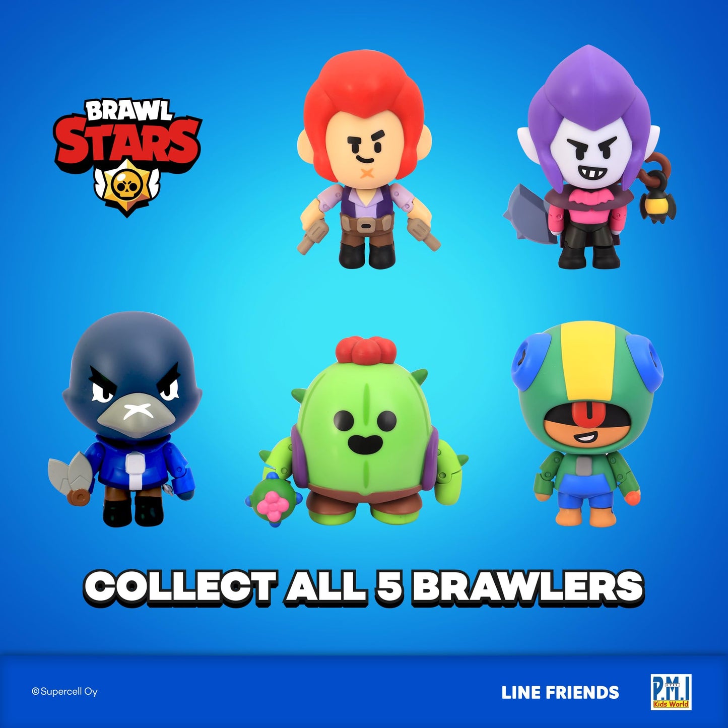 P.M.I. Brawl Stars Action Figures – Spike, Crow, Colt, Leon, Mortis | 4.5-Inch Collectibles