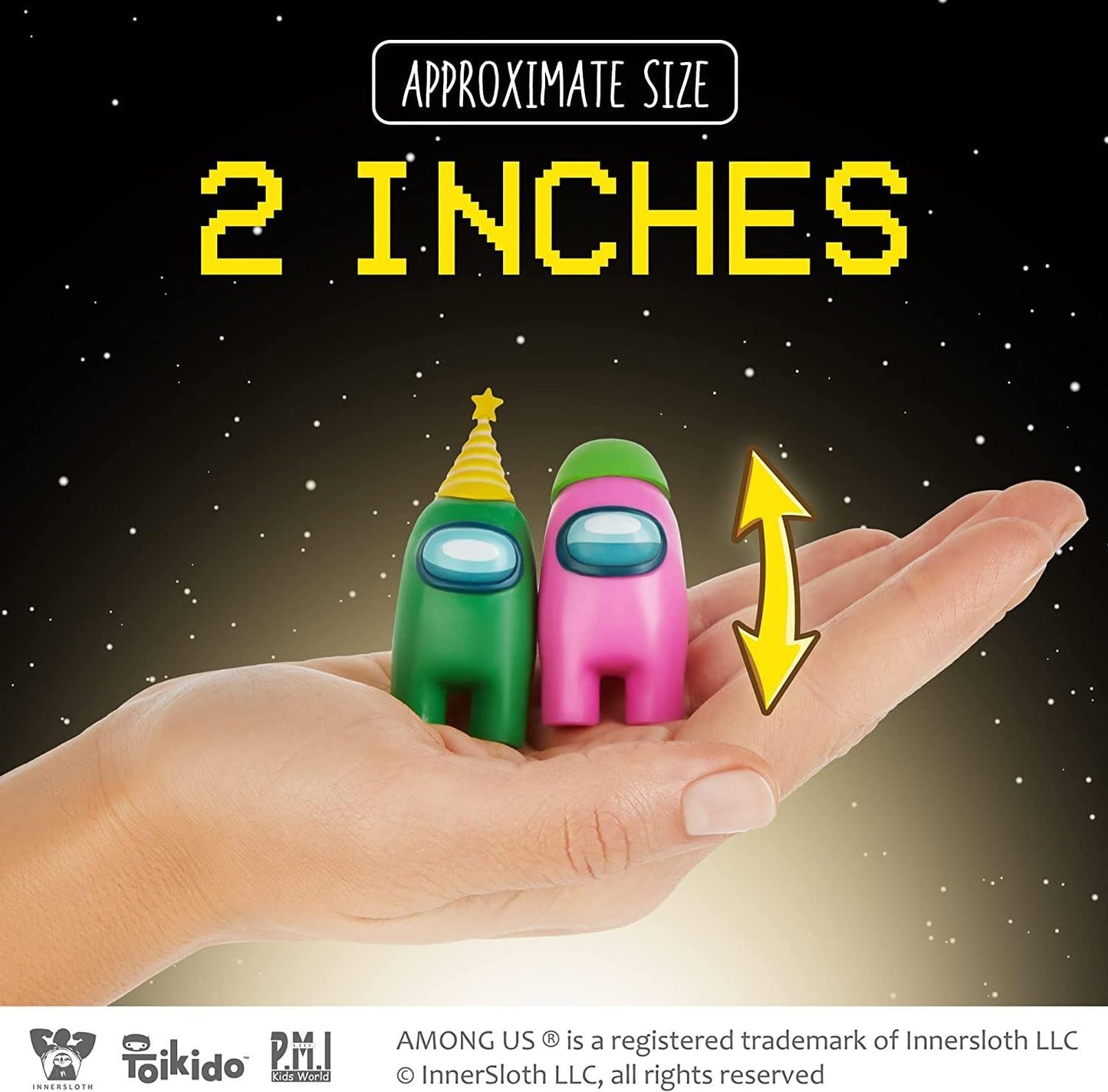 P.M.I. Crewmate Figures Pack | 5 Among Us Mini Toys, Hidden Impostor, 3 Hats