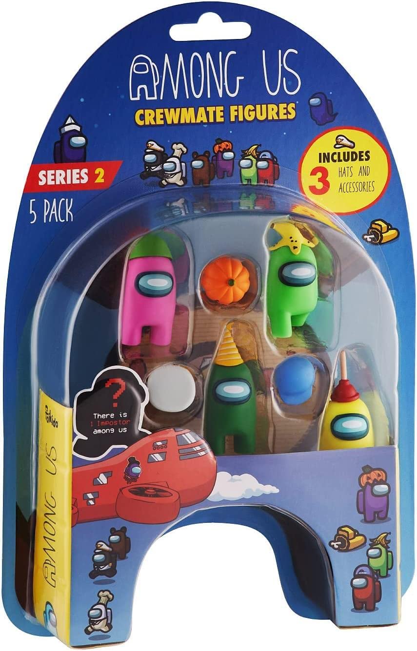 P.M.I. Crewmate Figures Pack | 5 Among Us Mini Toys, Hidden Impostor, 3 Hats
