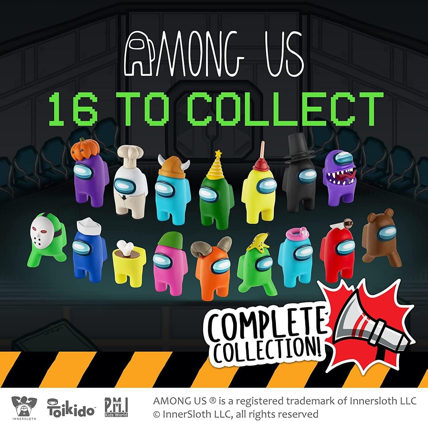 P.M.I. Crewmate Figures Pack | 5 Among Us Mini Toys, Hidden Impostor, 3 Hats