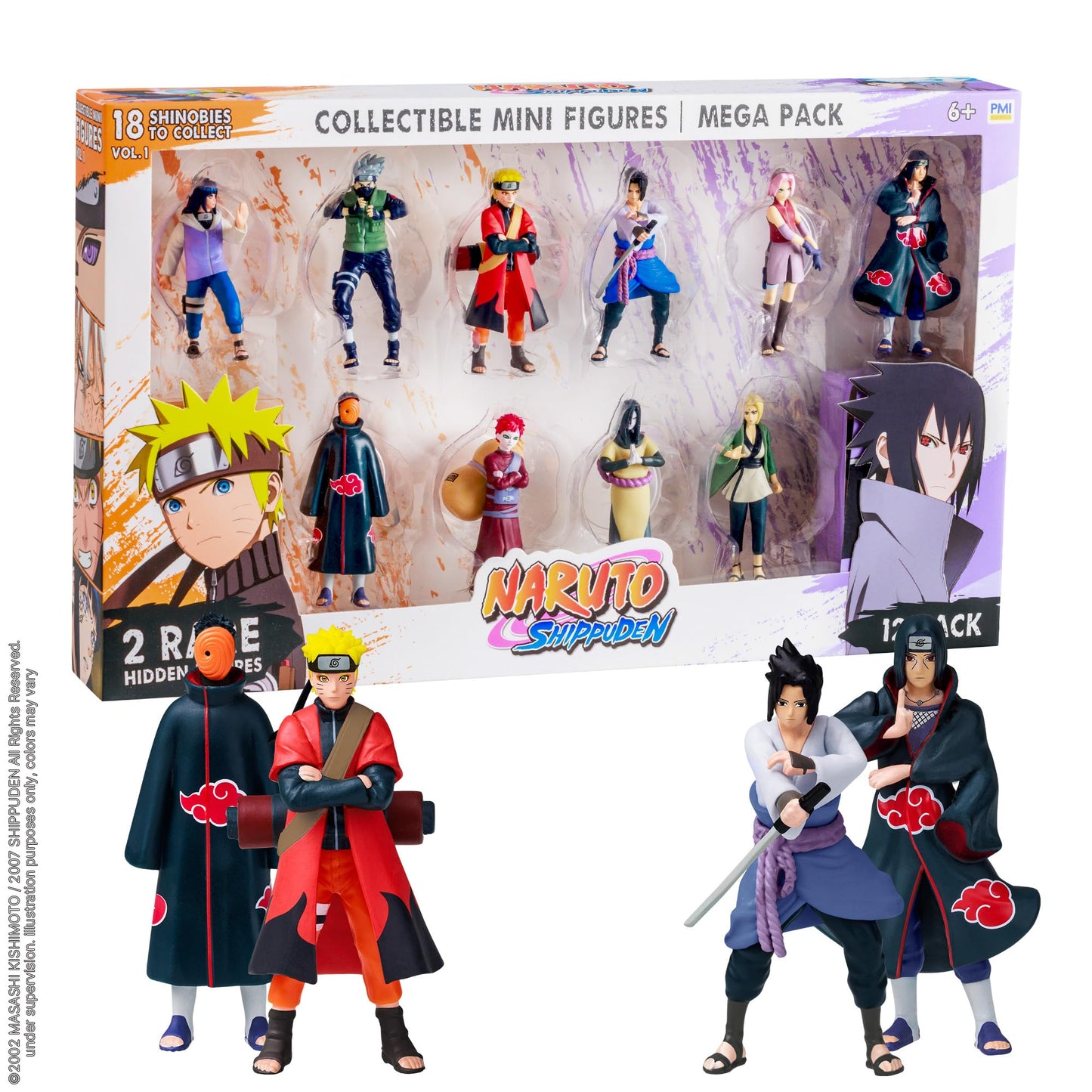 P.M.I. Naruto Shippuden 12 Pack Deluxe Collectible Figures – Team 7, Akatsuki & Legendary Sannin