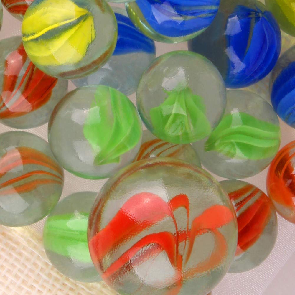PMLAND 40 Cats Eyes Glass Marbles – Sling Shot Ammo with Free Shooter Marble & Bag