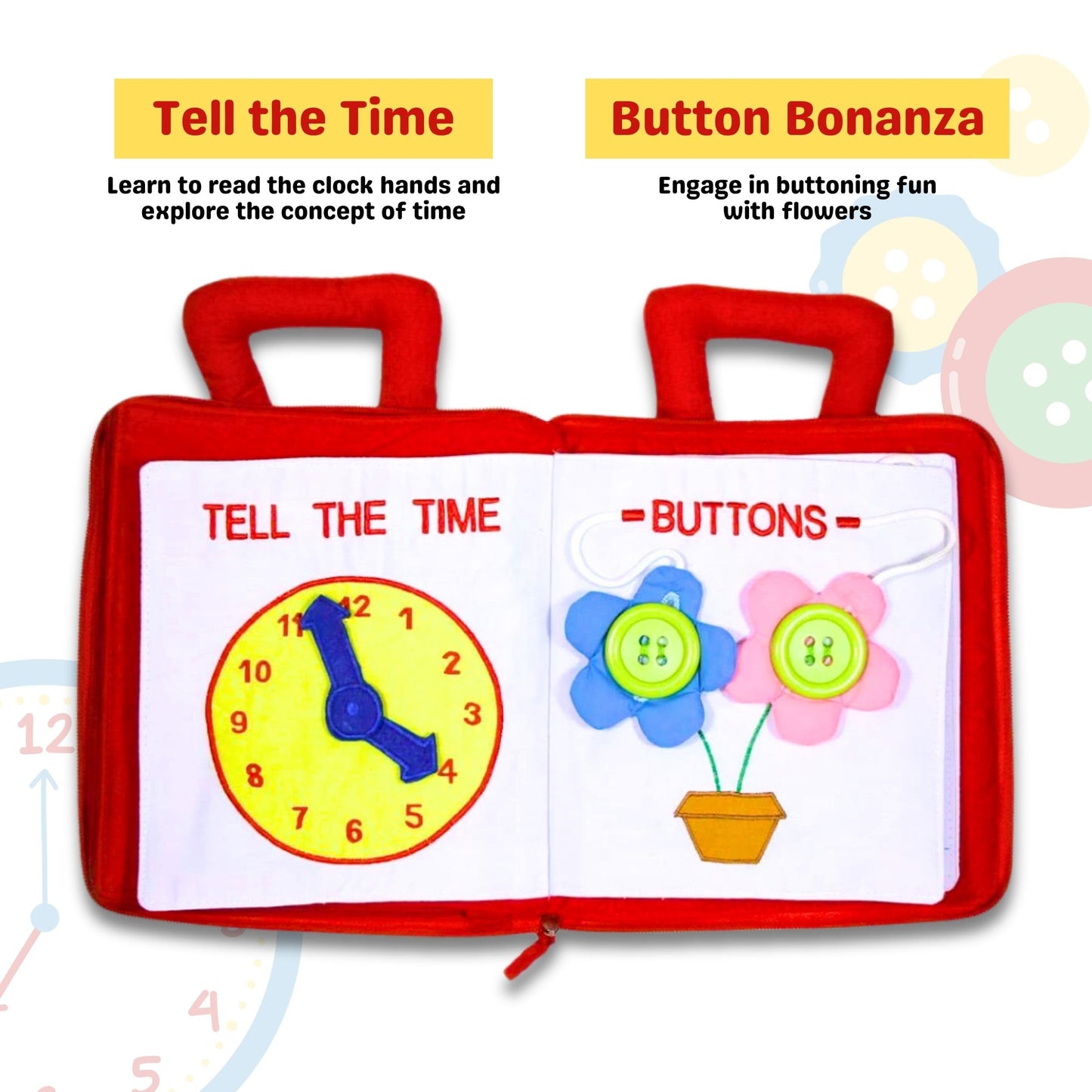 My Quiet Book by Pockets of Learning – Montessori Busy Book for Toddlers | Soft Fabric Travel Activity Toy