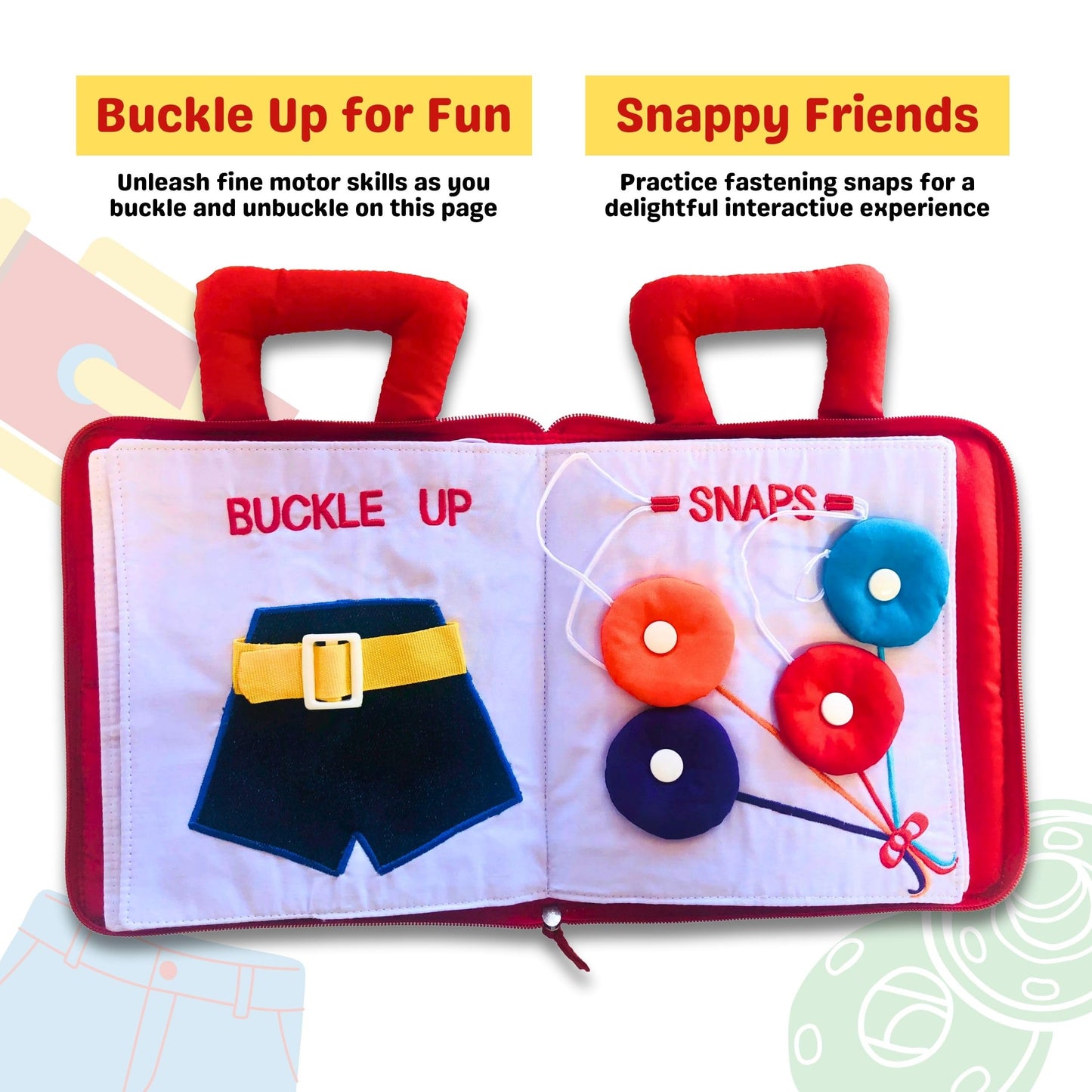 My Quiet Book by Pockets of Learning – Montessori Busy Book for Toddlers | Soft Fabric Travel Activity Toy
