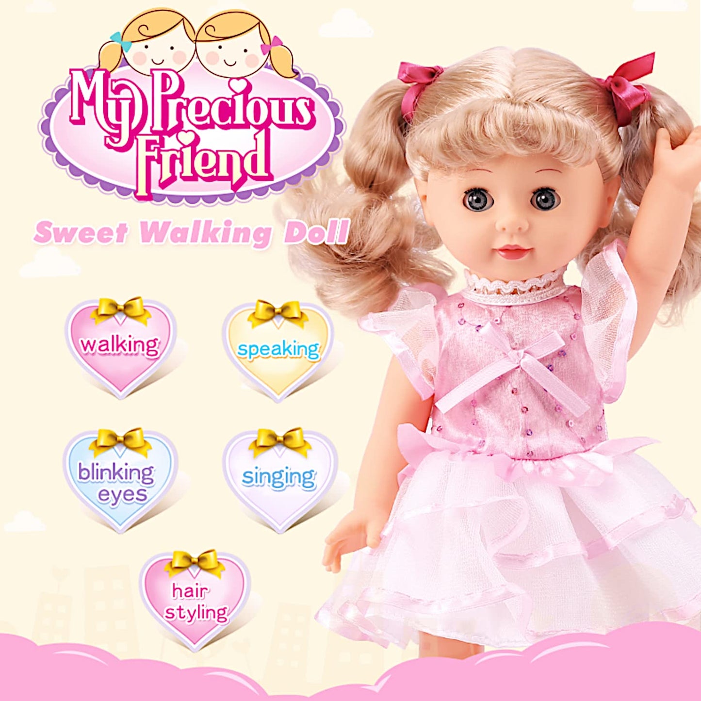 POCO DIVO Princess Walking Doll 12-inch - Interactive Singing & Talking Doll for Kids 3-7