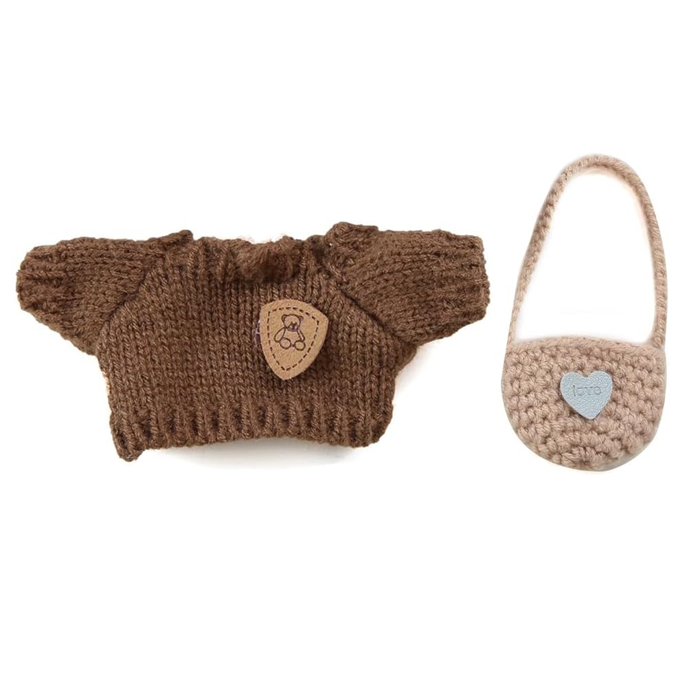 Podafu Handcrafted Crochet 3-Piece Outfit for 17cm Dolls – Style K Premium Doll Clothes with Accessories