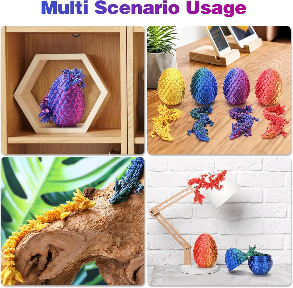 podafu 4 Pcs Mini Dragon Eggs with Crystal Dragon Inside – 3D Printed Gift Set