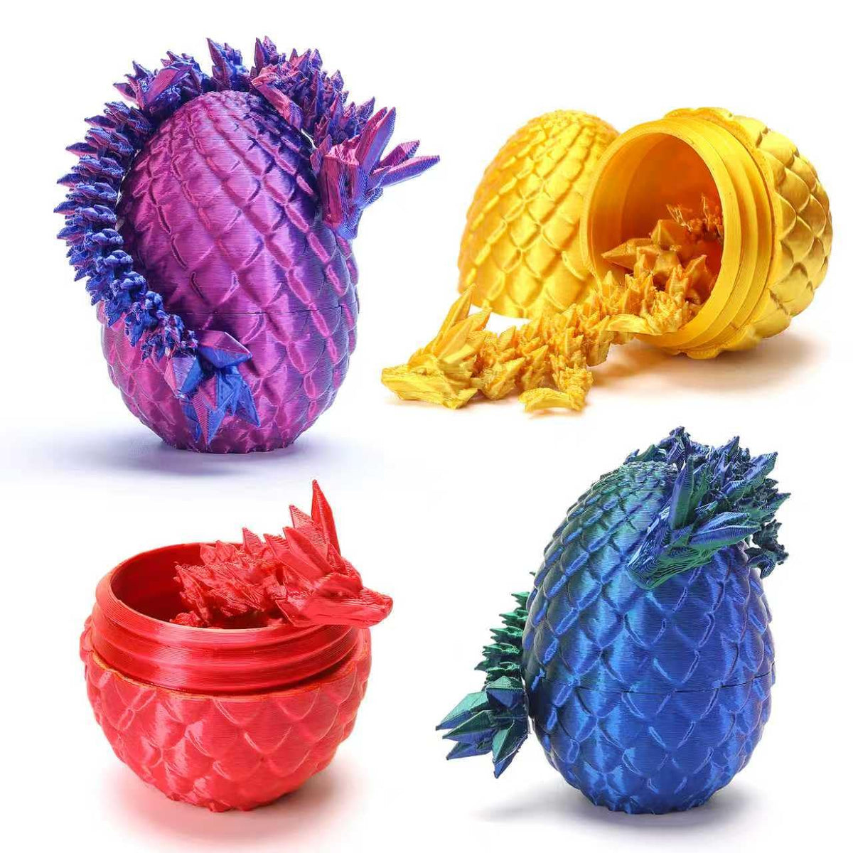 podafu 4 Pcs Mini Dragon Eggs with Crystal Dragon Inside – 3D Printed Gift Set