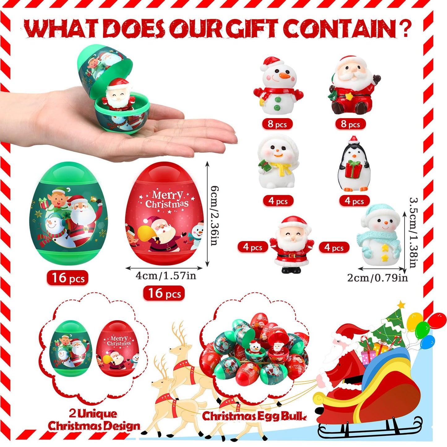Poen Christmas Eggs 32-Pack – Pre-Filled Stocking Stuffers & Party Favors