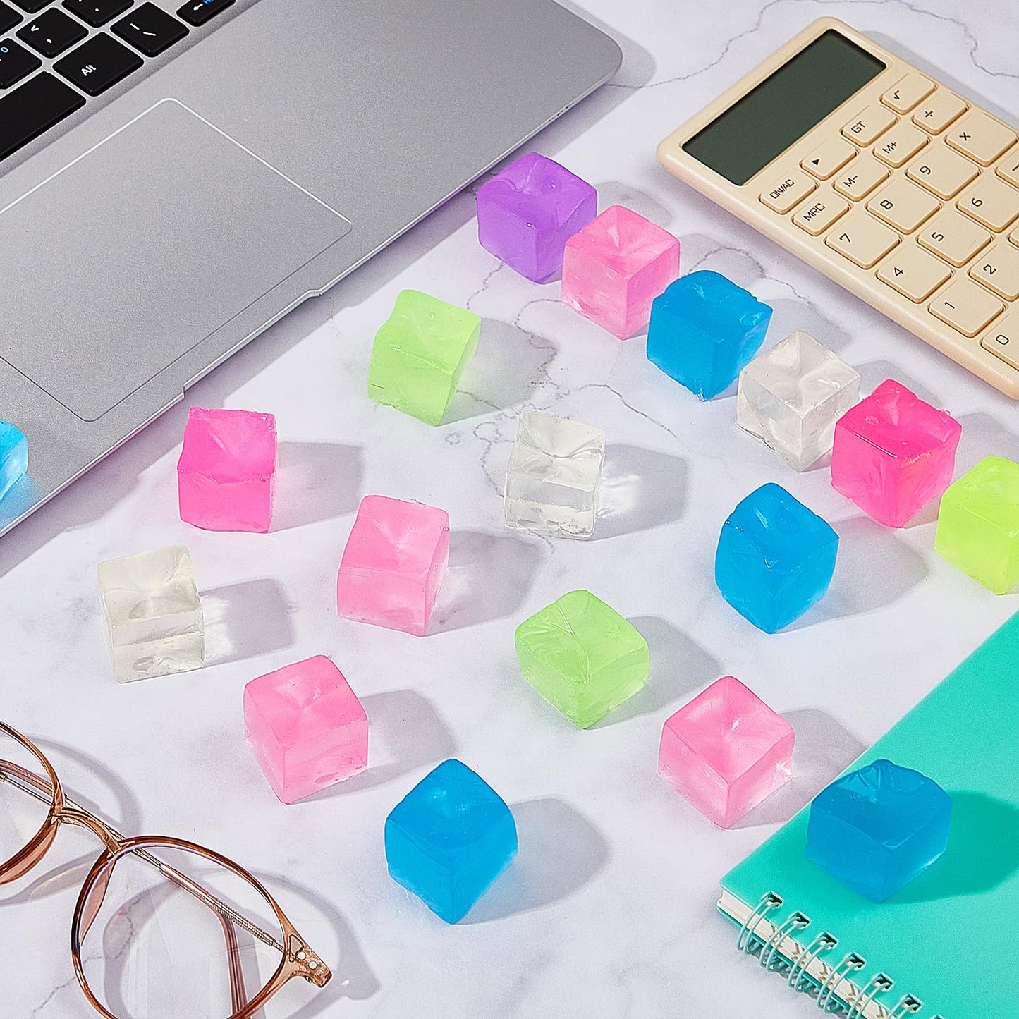 Poen 30 Pcs Stress Balls Fidget Toys – Colorful 0.98x0.98 in Cube Balls