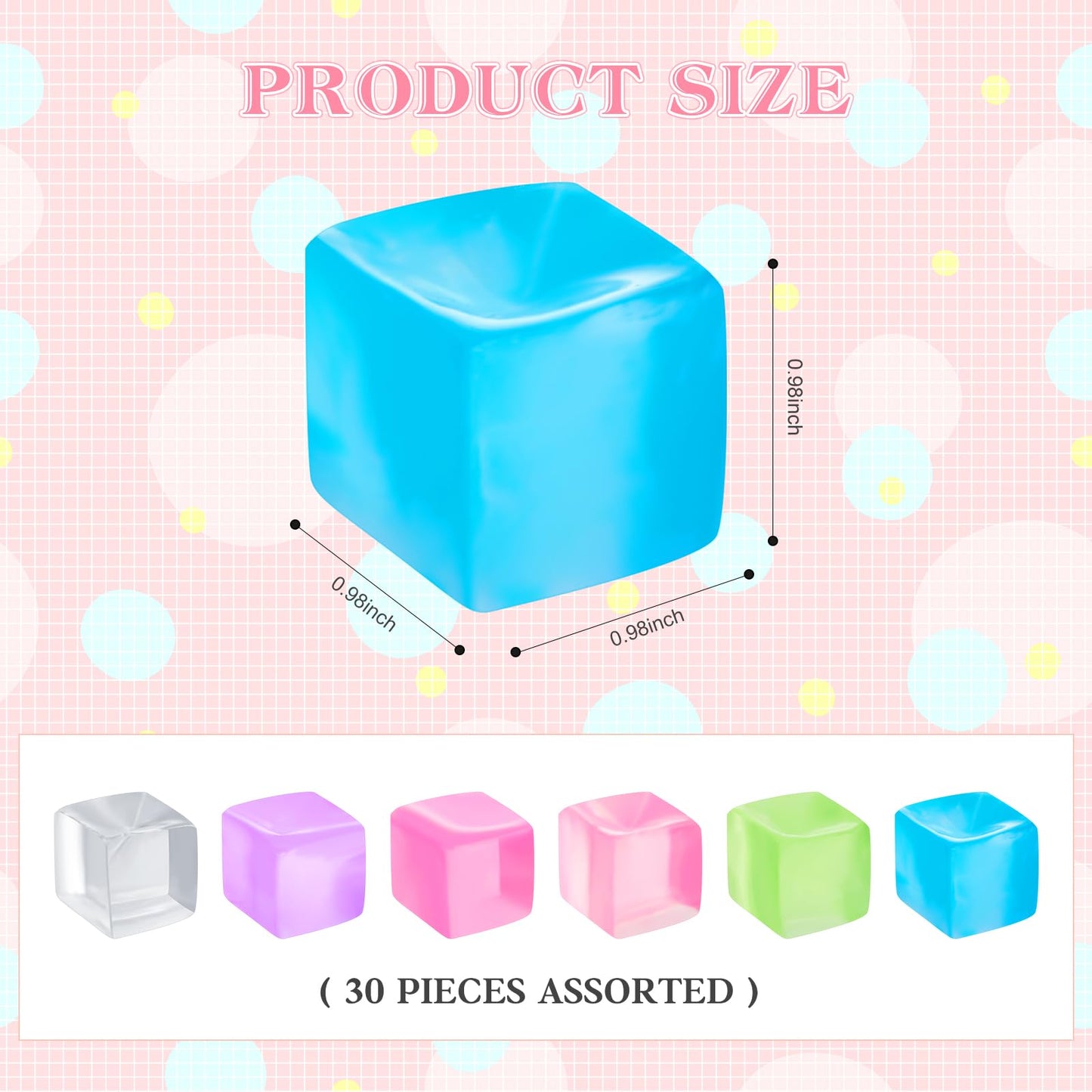 Poen 30 Pcs Stress Balls Fidget Toys – Colorful 0.98x0.98 in Cube Balls