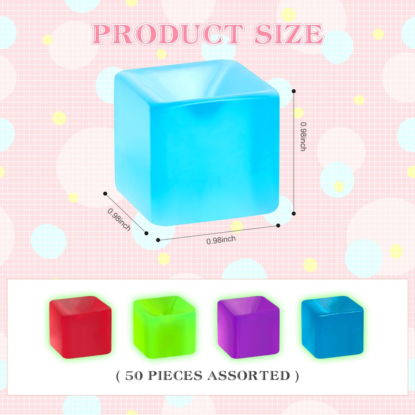 Poen 50 Pcs Glow-in-the-Dark Fidget Balls – Multicolor Stress Relief Cubes for Adults