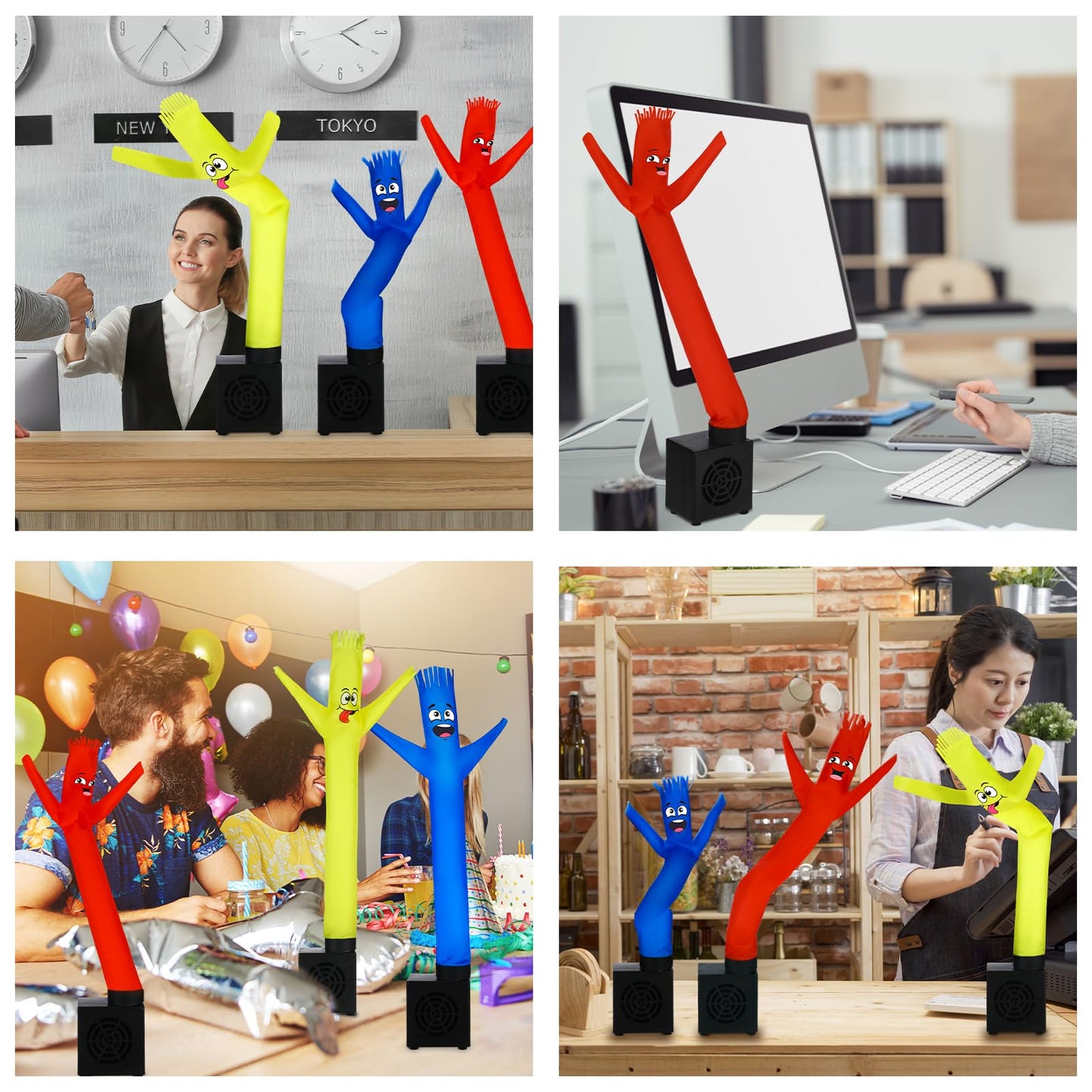 Poen 3 Pcs Mini Inflatable Tube Man – White Elephant Gift, Desktop Dancers, USB Blower