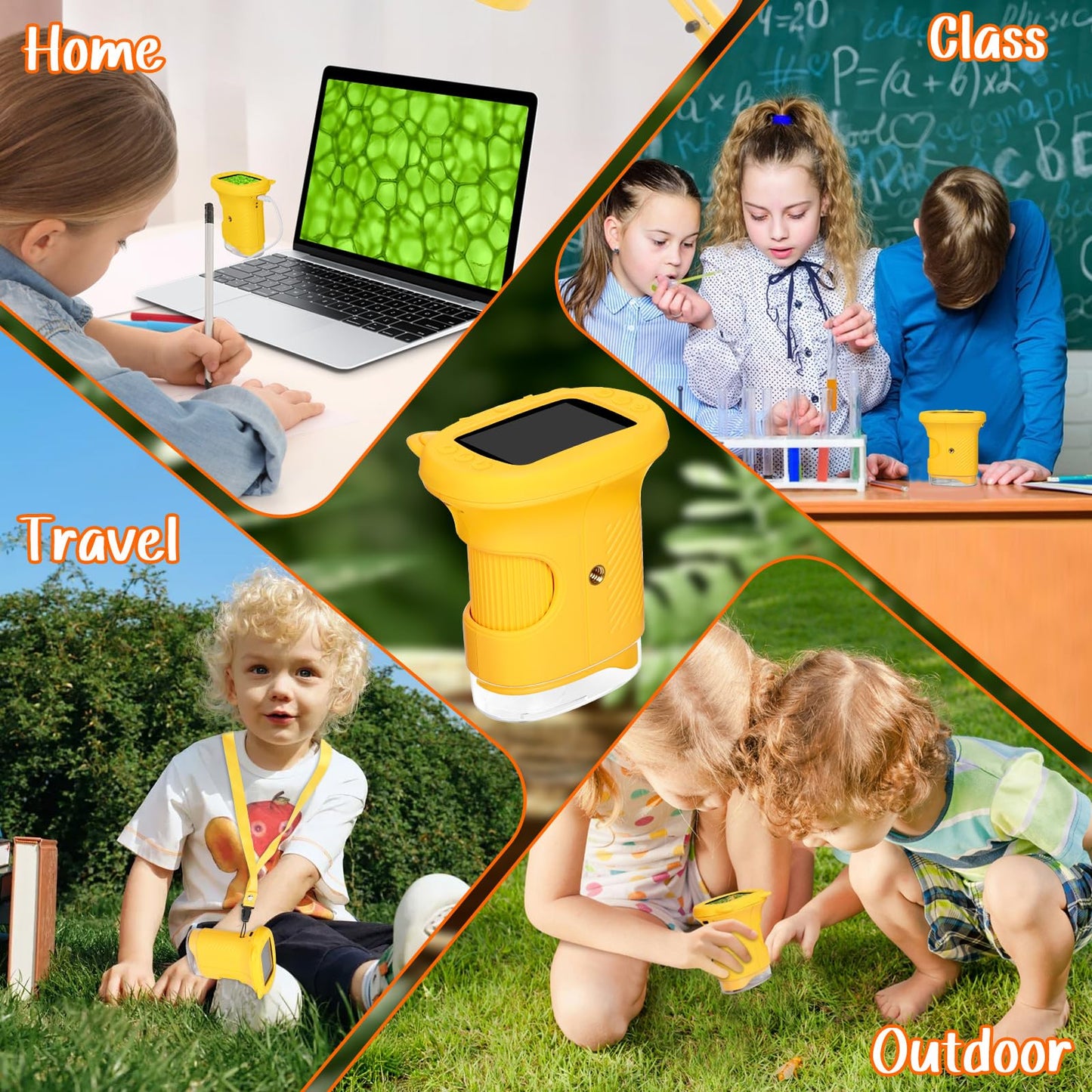 Pofaueo Portable Microscope for Kids - 1000x Handheld Digital Microscope with 2.4" Screen