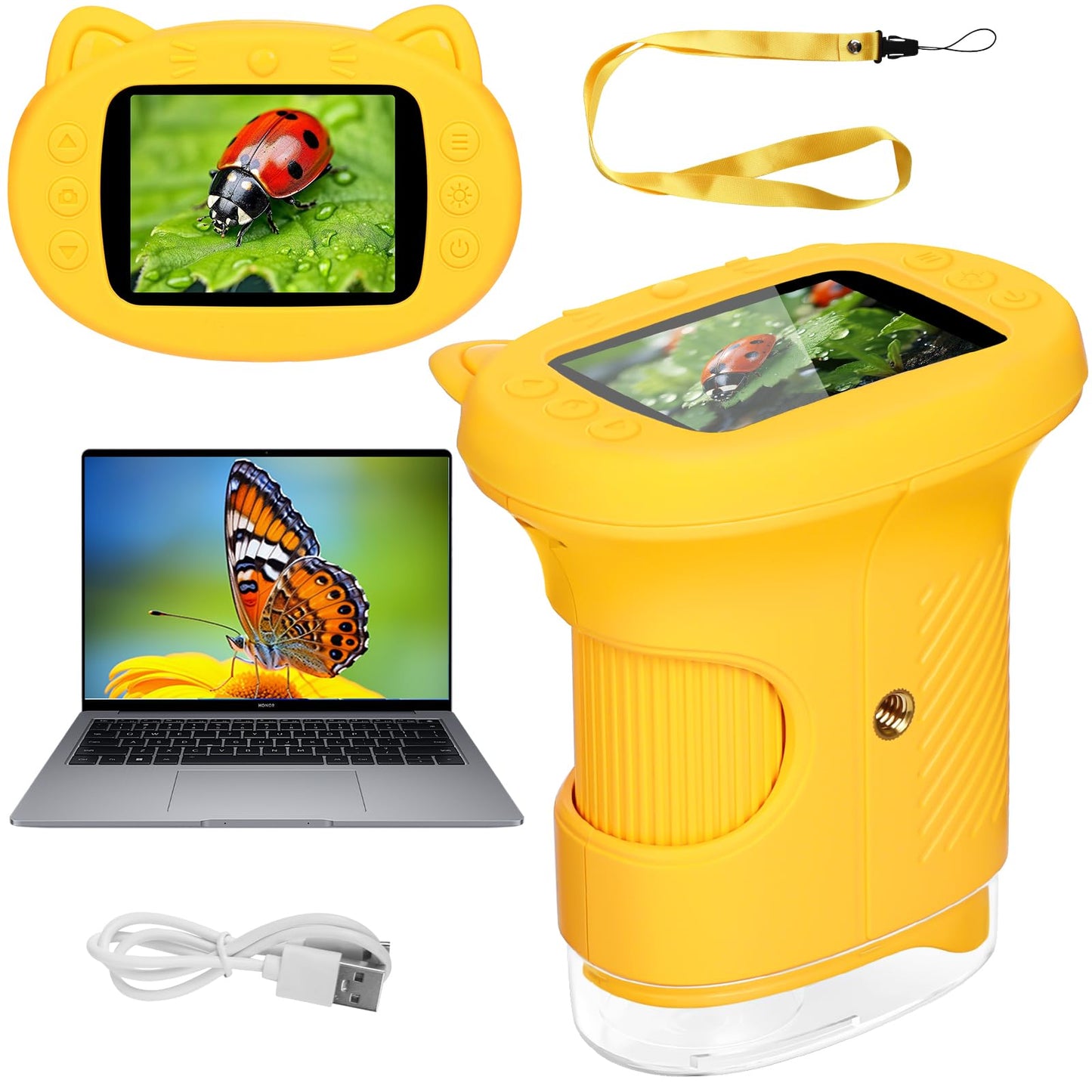 Pofaueo Portable Microscope for Kids - 1000x Handheld Digital Microscope with 2.4" Screen
