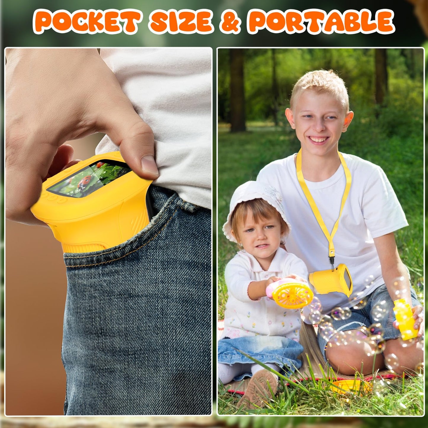 Pofaueo Portable Microscope for Kids - 1000x Handheld Digital Microscope with 2.4" Screen