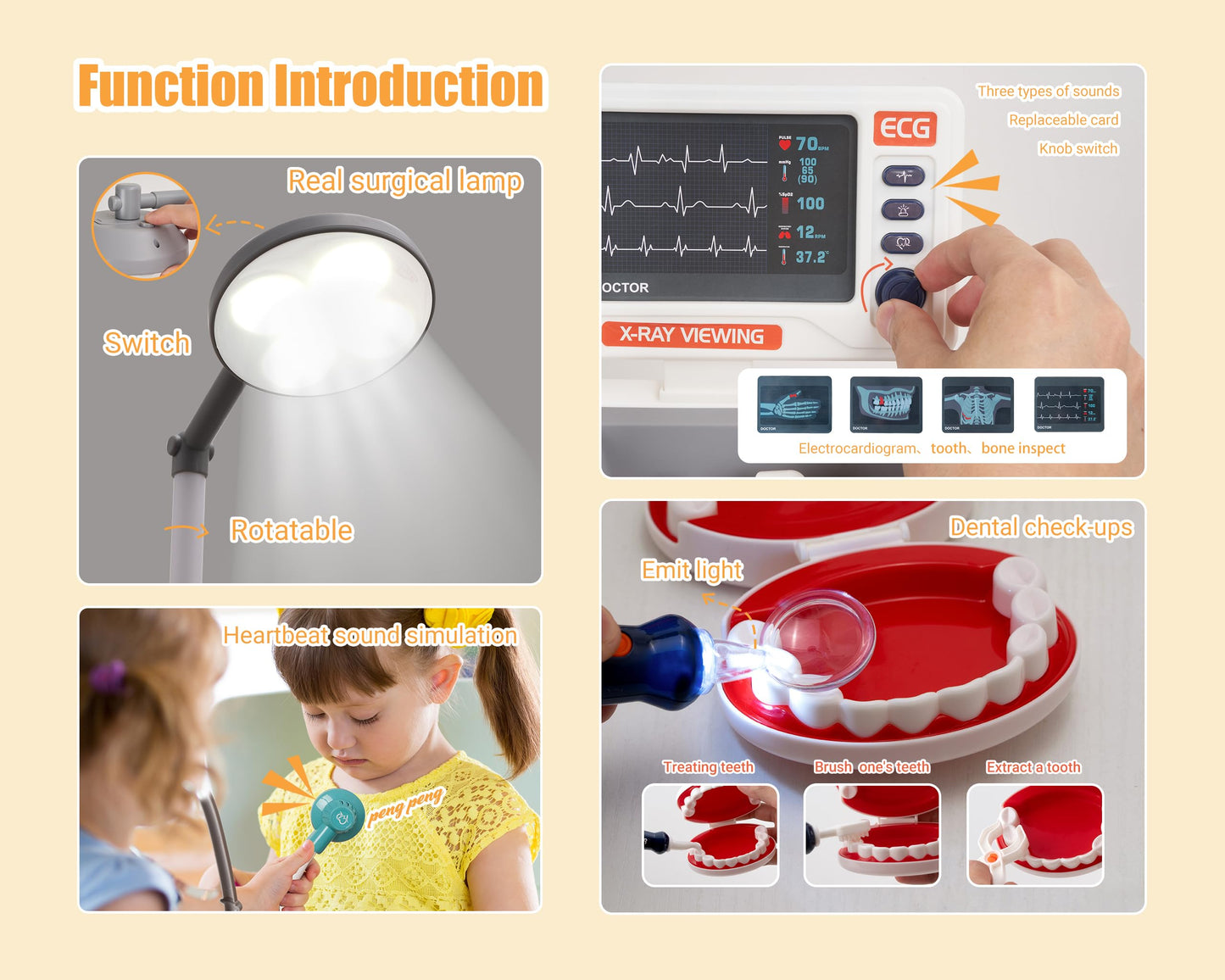 POFJOEQ STEM Doctor Playset for Kids – Interactive LED Doctor Kit