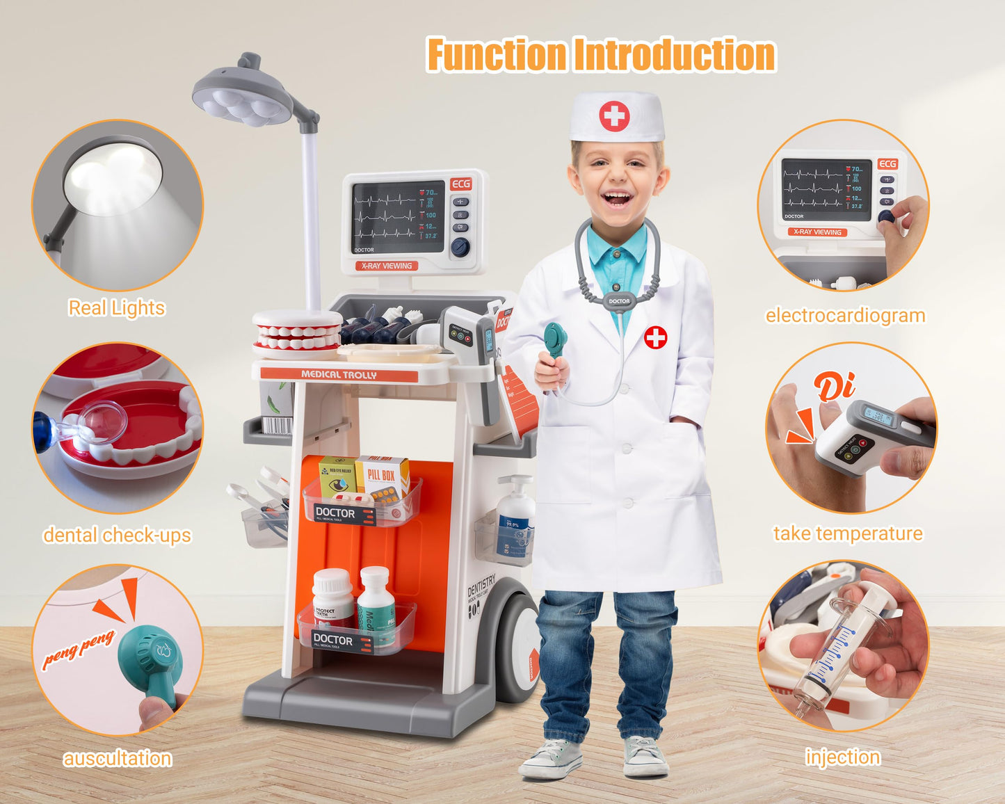 POFJOEQ STEM Doctor Playset for Kids – Interactive LED Doctor Kit