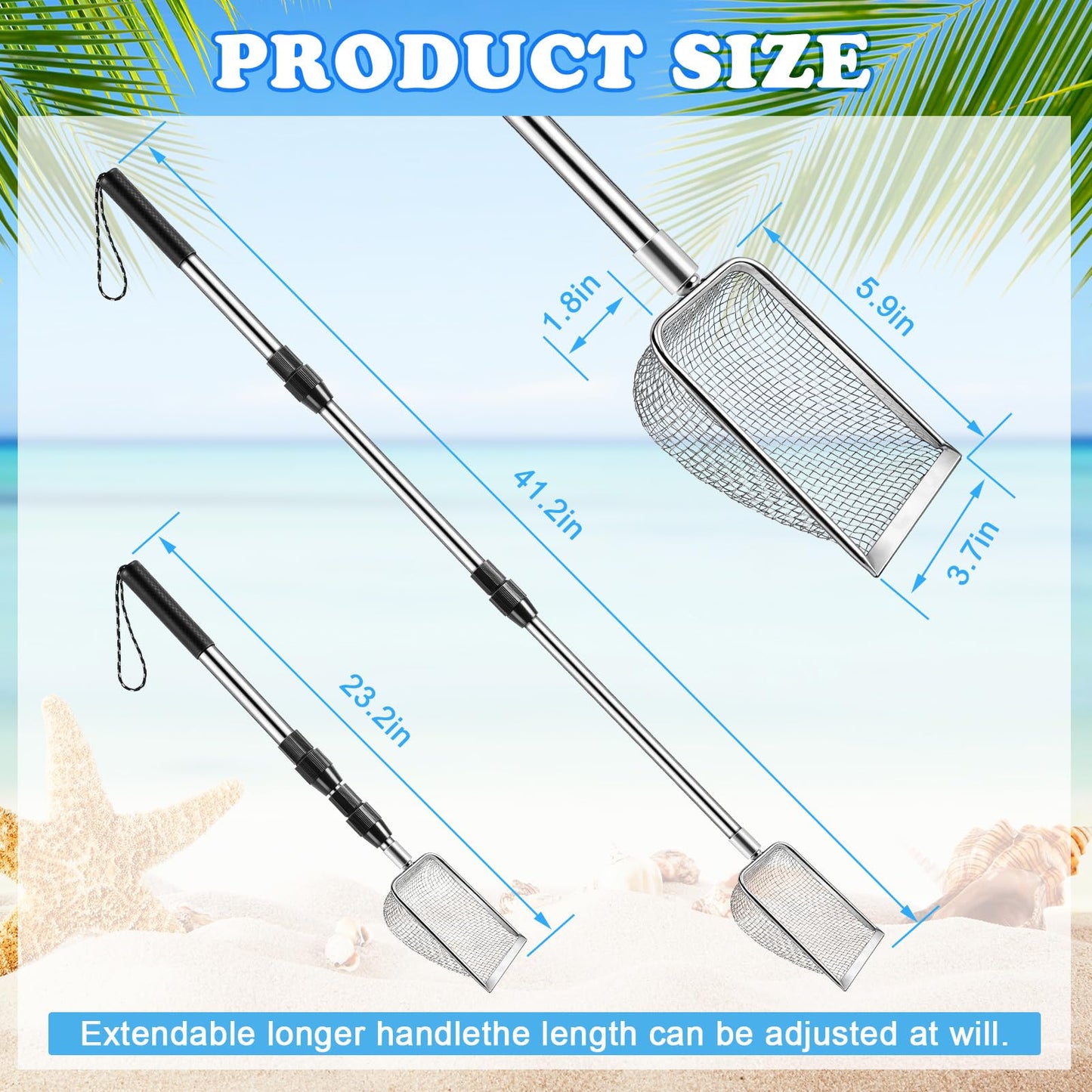 POILKMNI New Upgraded 2-Piece Shark Tooth Sifter with Seashell Bags – Beach Sand Sifter & Shell Scoop