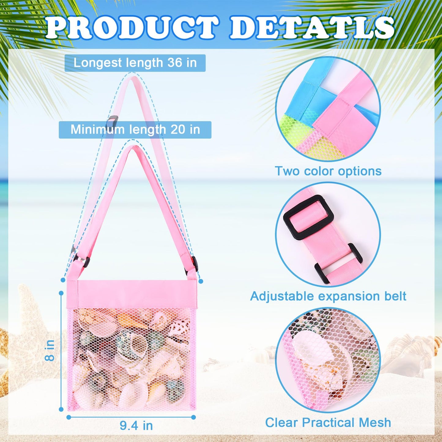 POILKMNI New Upgraded 2-Piece Shark Tooth Sifter with Seashell Bags – Beach Sand Sifter & Shell Scoop