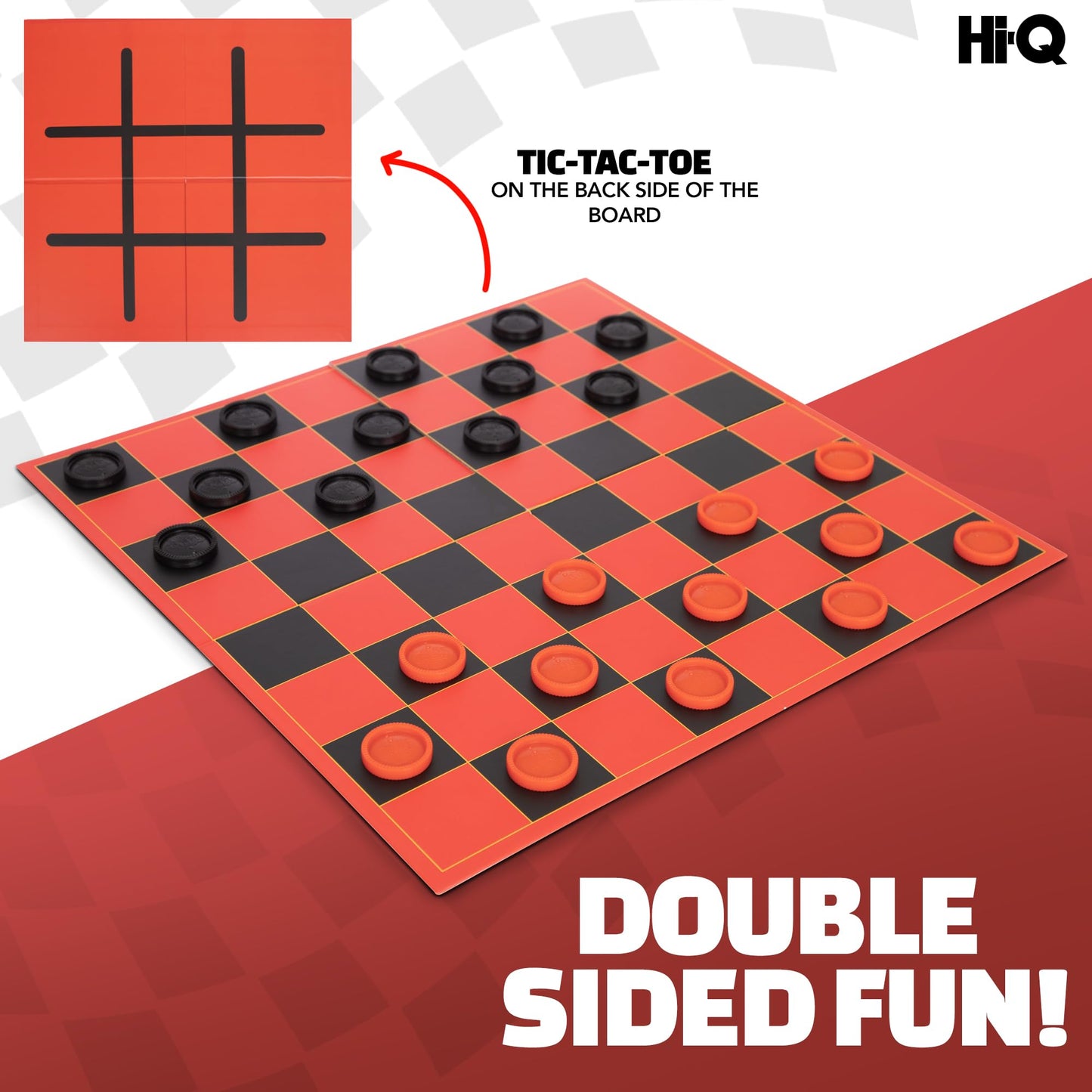 Point Games HI-Q Checkers & Tic-Tac-Toe Board Game Set | Interlocking Pieces & Folding Board