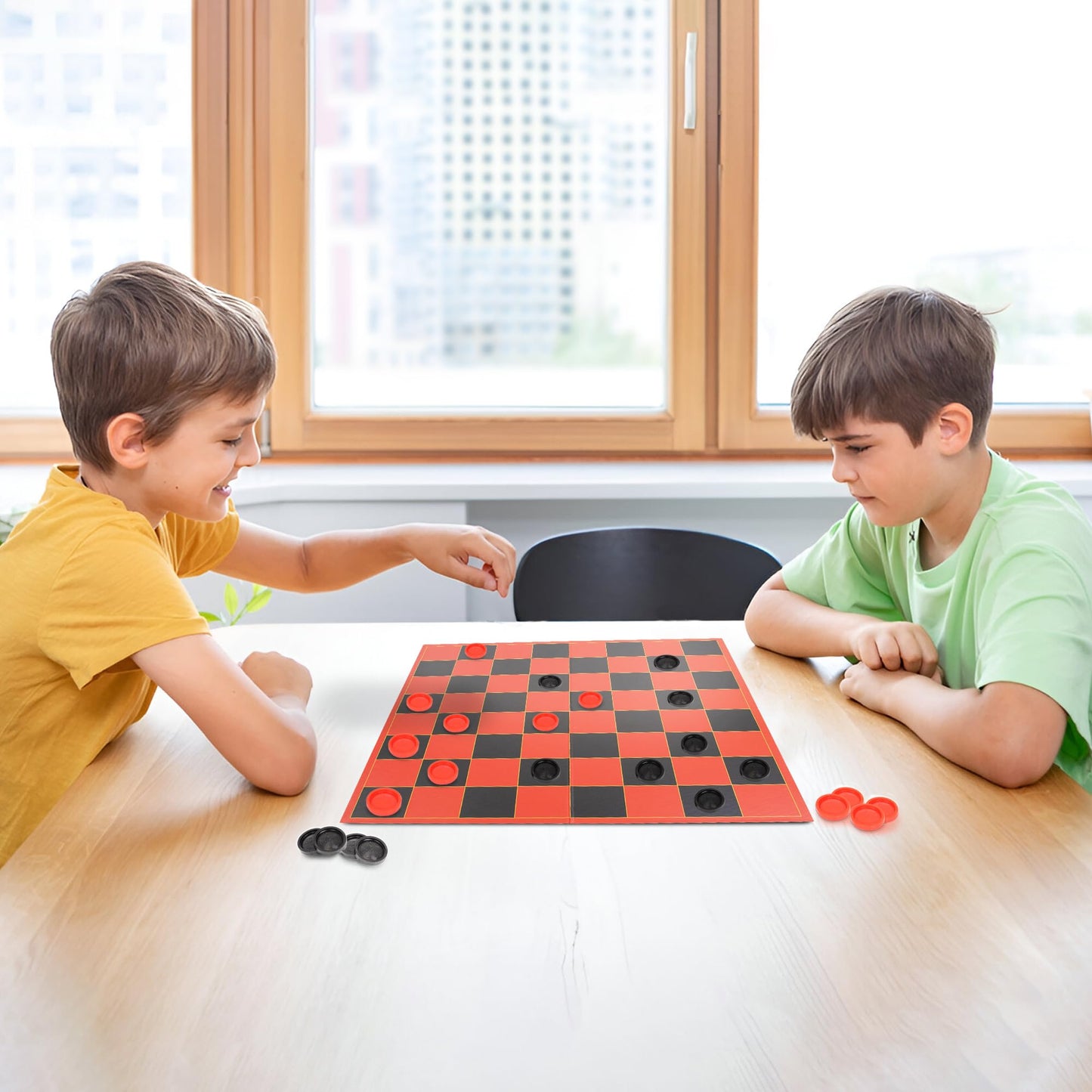 Point Games HI-Q Checkers & Tic-Tac-Toe Board Game Set | Interlocking Pieces & Folding Board