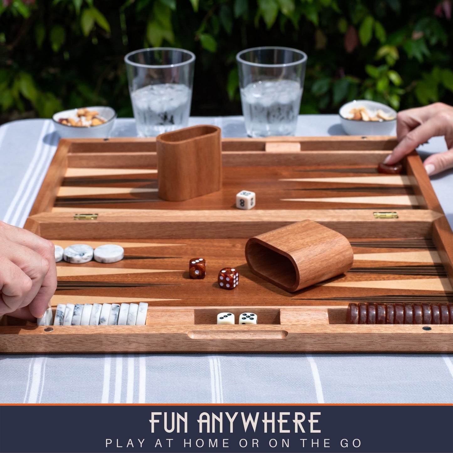 Pointworks 17 Inch Backgammon Set – Handcrafted Sapele Wood Inlay for 2 Players, Travel Ready