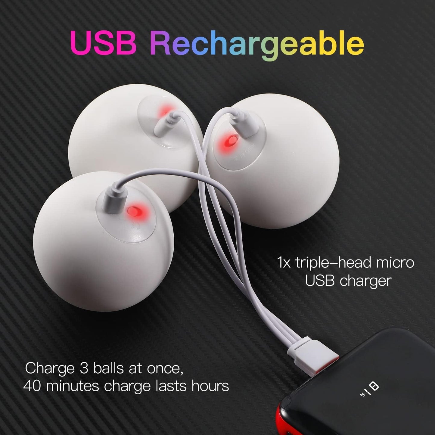POITOI Glow Juggling Balls — 3-Piece LED Light Up Set (USB Rechargeable) for Beginners & Pros