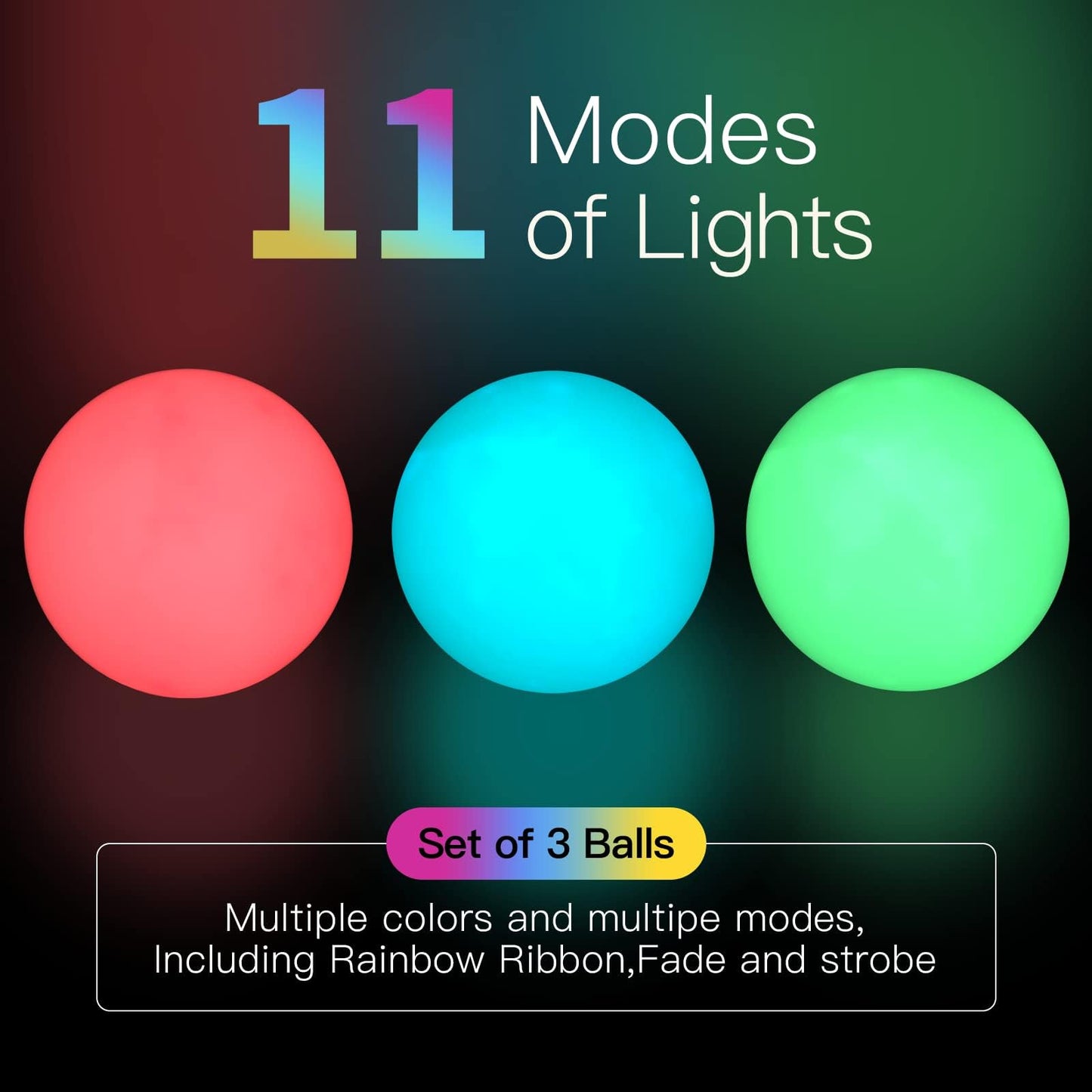 POITOI Glow Juggling Balls — 3-Piece LED Light Up Set (USB Rechargeable) for Beginners & Pros