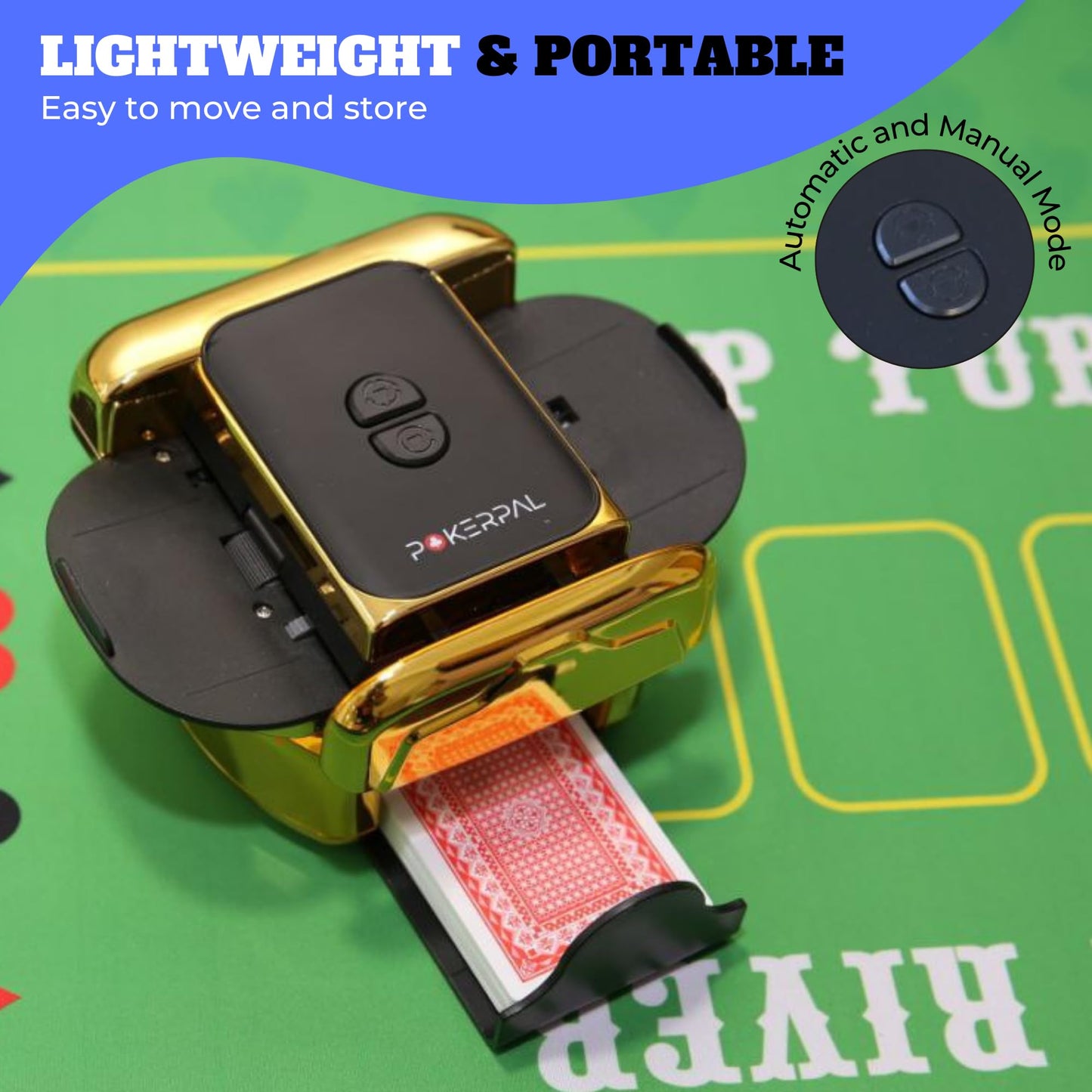 POKERPAL Automatic Card Shuffler for 1-2 Decks | USB-C Rechargeable, Dual Mode