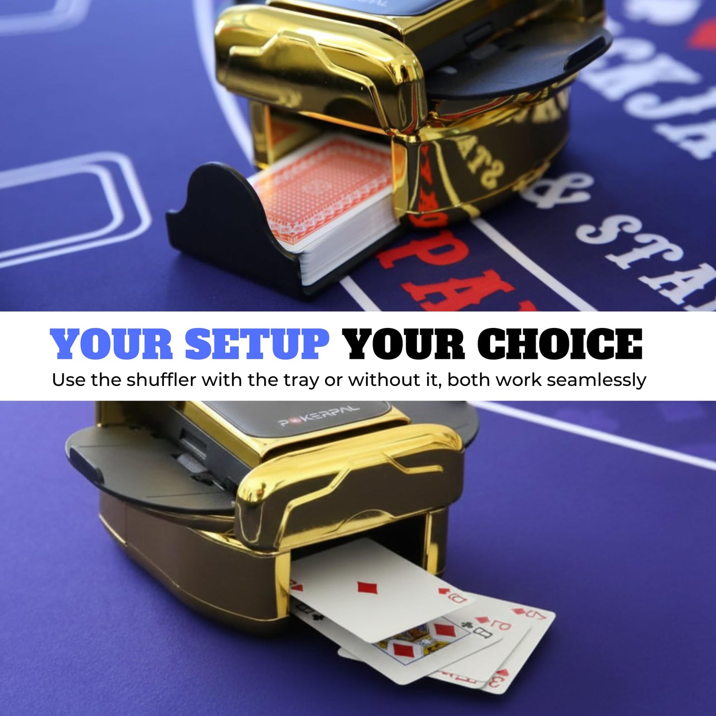 POKERPAL Automatic Card Shuffler for 1-2 Decks | USB-C Rechargeable, Dual Mode
