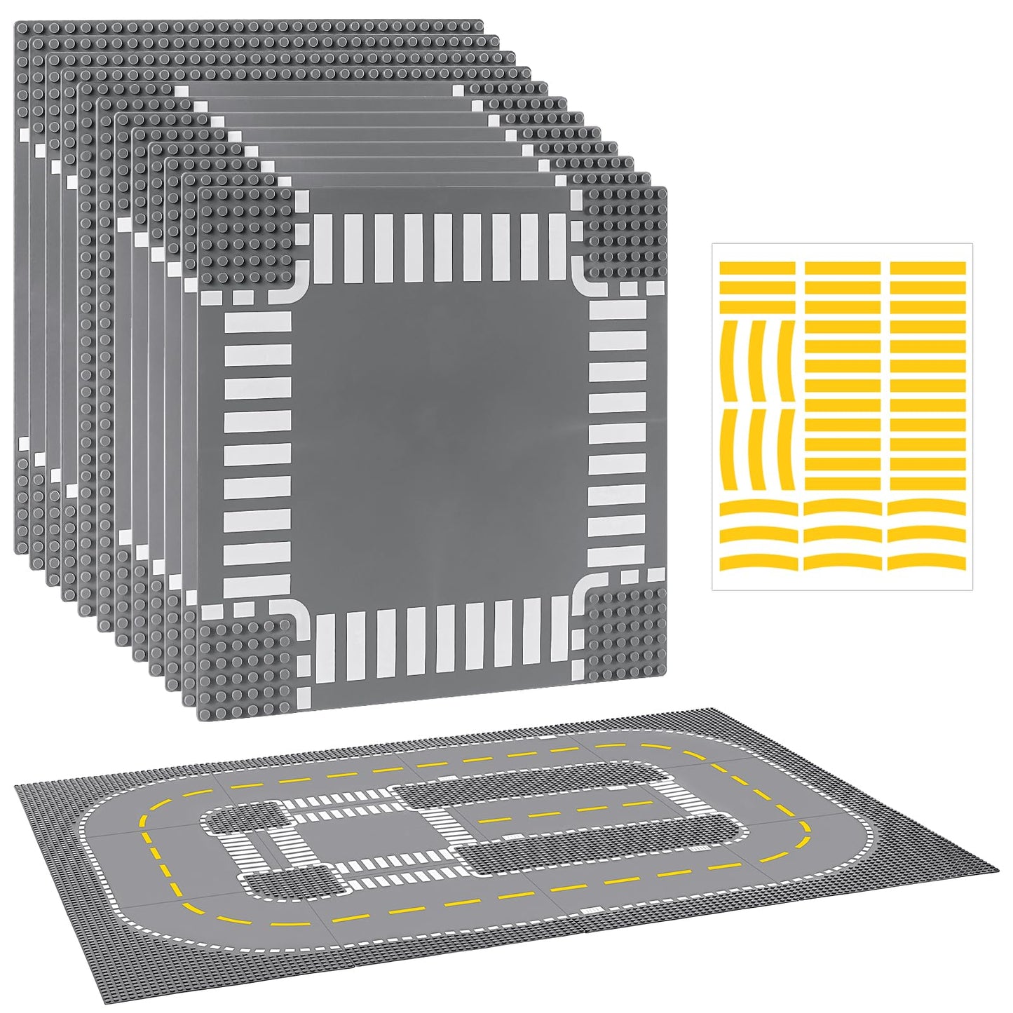 Pokiiulk 12 Pack Road Base Plates 10x10 for Lego Roads with DIY Stickers