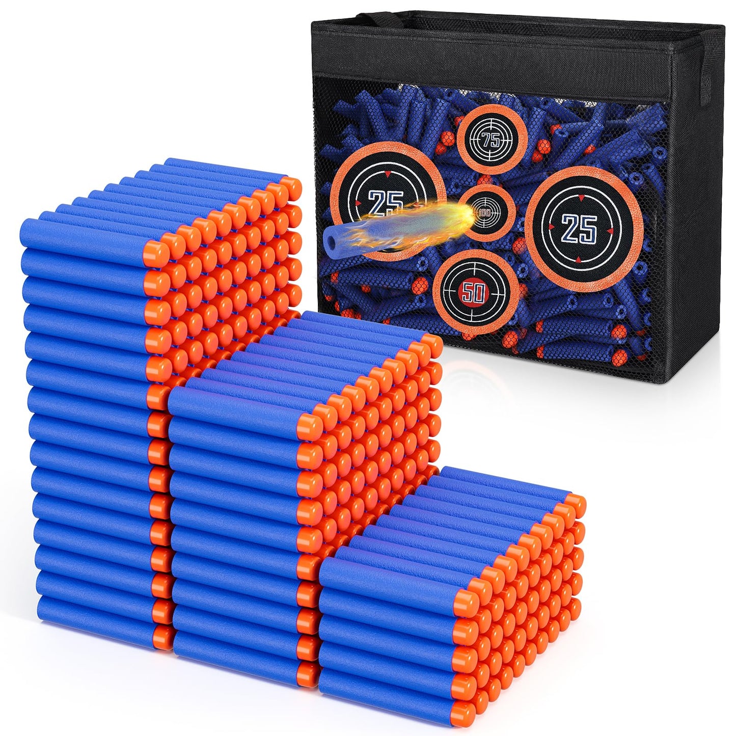 Pokiiulk 300 Darts for Nerf Elite Blasters – Blue 0.4in + Portable Target
