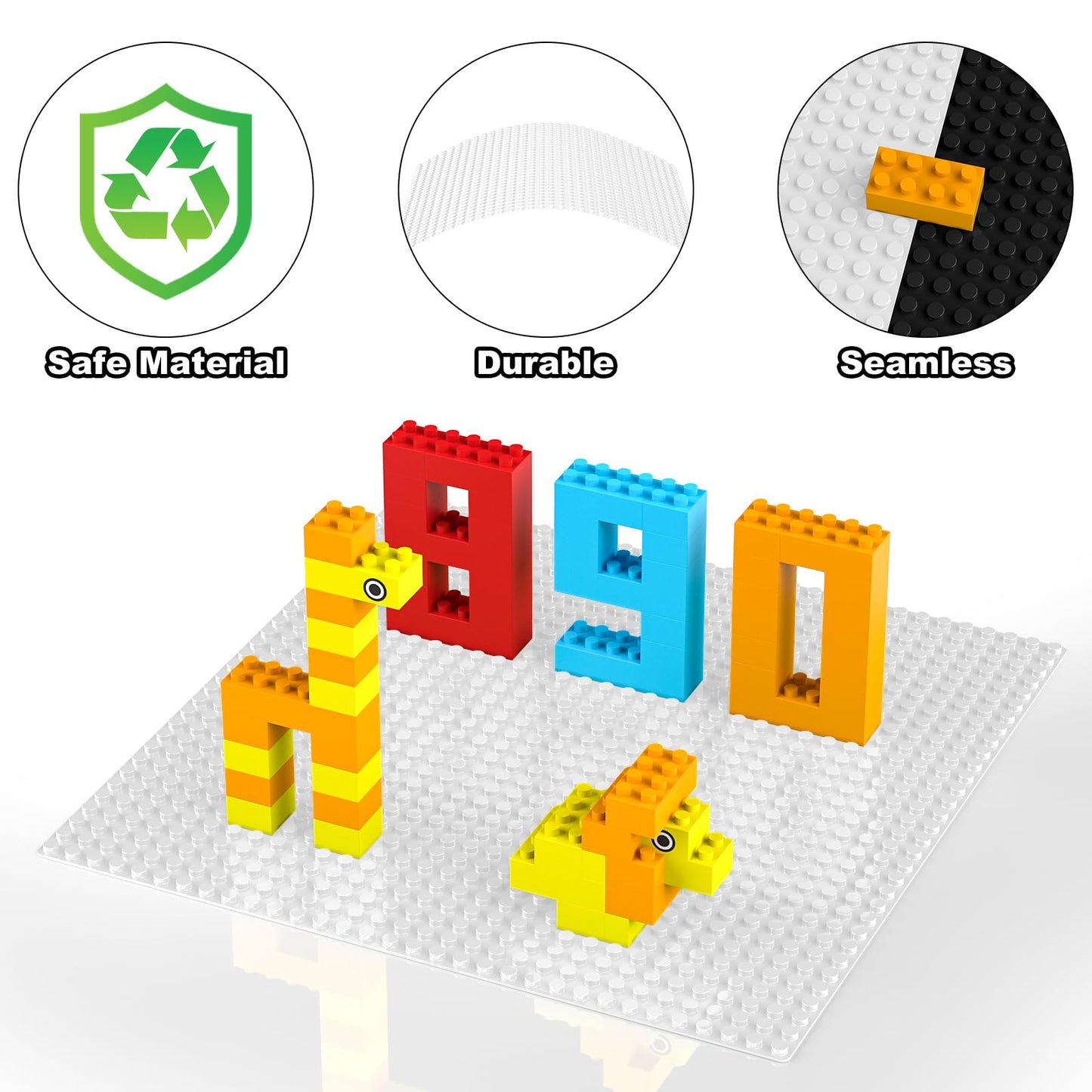 Pokiiulk Classic Peel-and-Stick Baseplates 10x10, 6 Pack – Compatible with Major Brick Brands