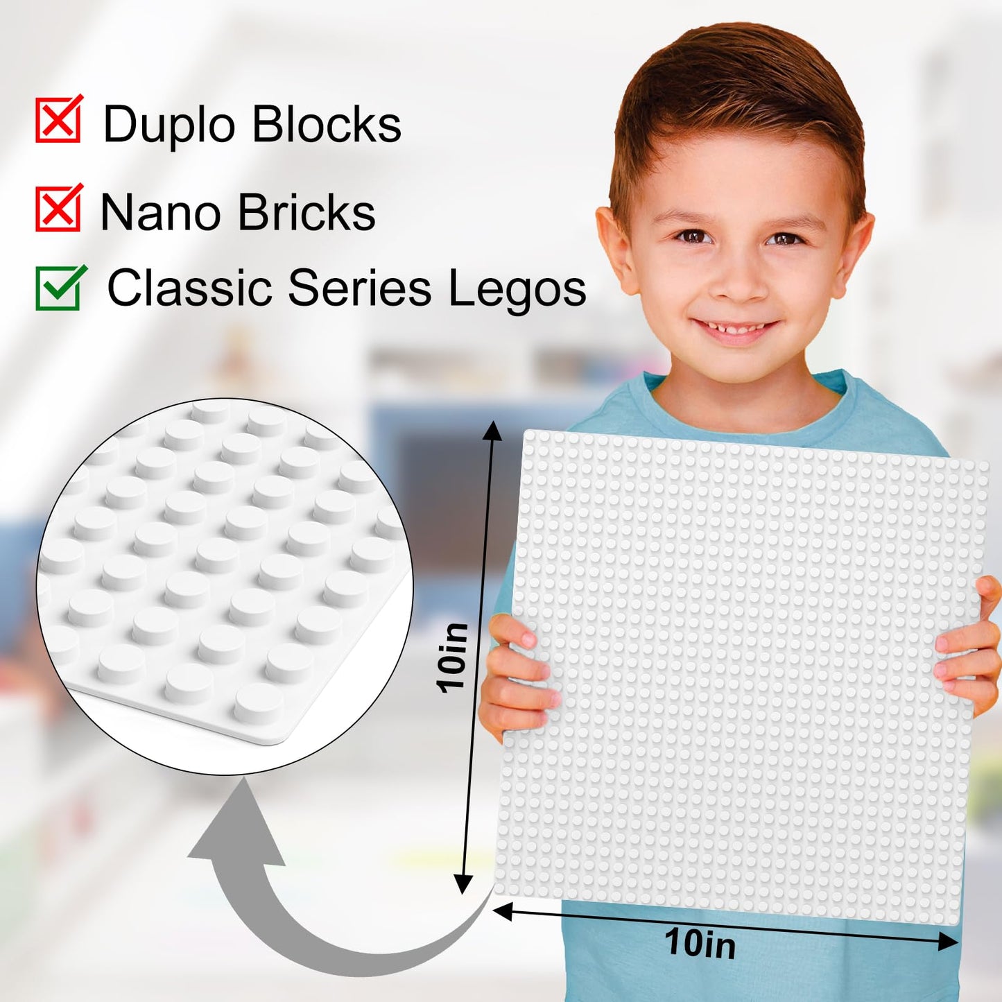 Pokiiulk Classic Peel-and-Stick Baseplates 10x10, 6 Pack – Compatible with Major Brick Brands