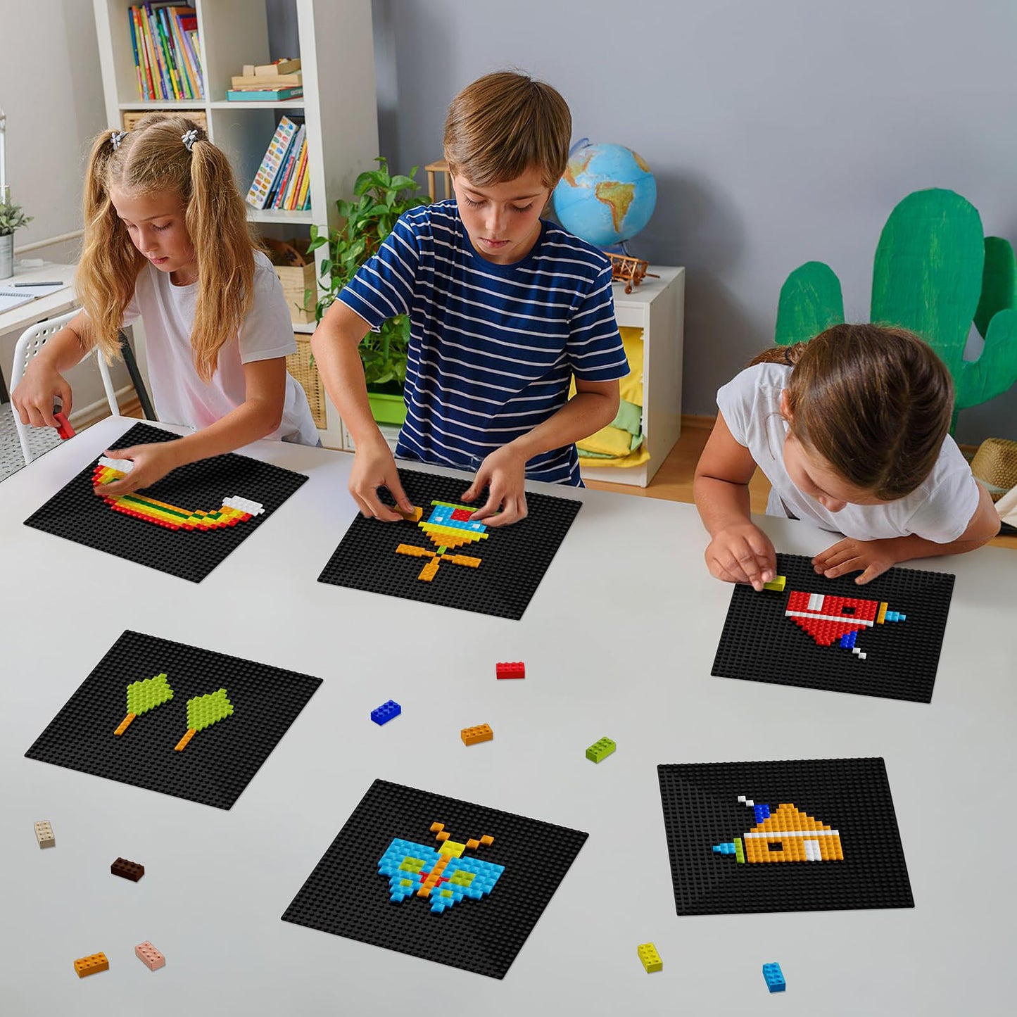 Pokiiulk Classic Baseplates – Peel-and-Stick 10x10, 6-Pack, Black