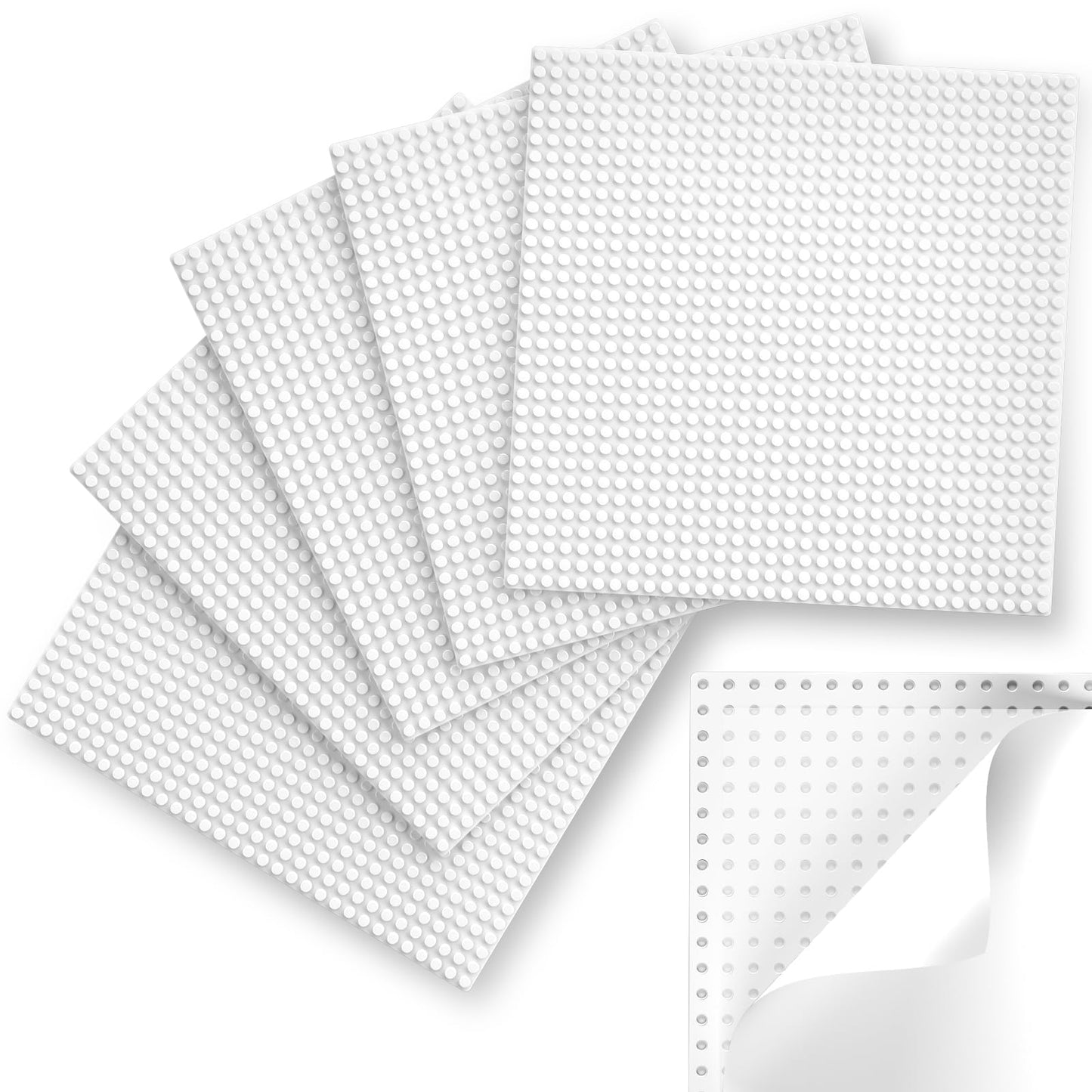 Pokiiulk Classic Peel-and-Stick Baseplates 10x10, 6 Pack – Compatible with Major Brick Brands