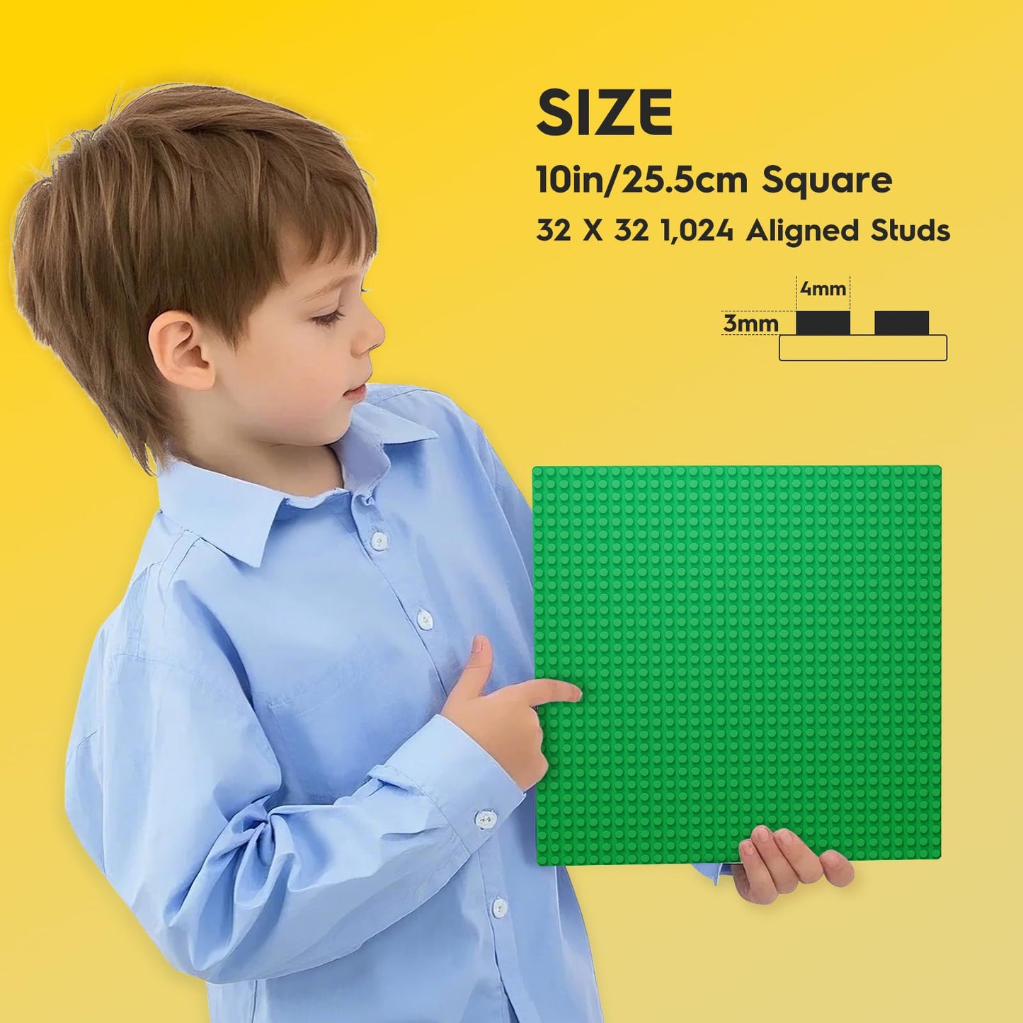 Pokiiulk Classic Baseplates – 10x10 Large Building Plates (Pack of 10) Compatible with All Major Brands
