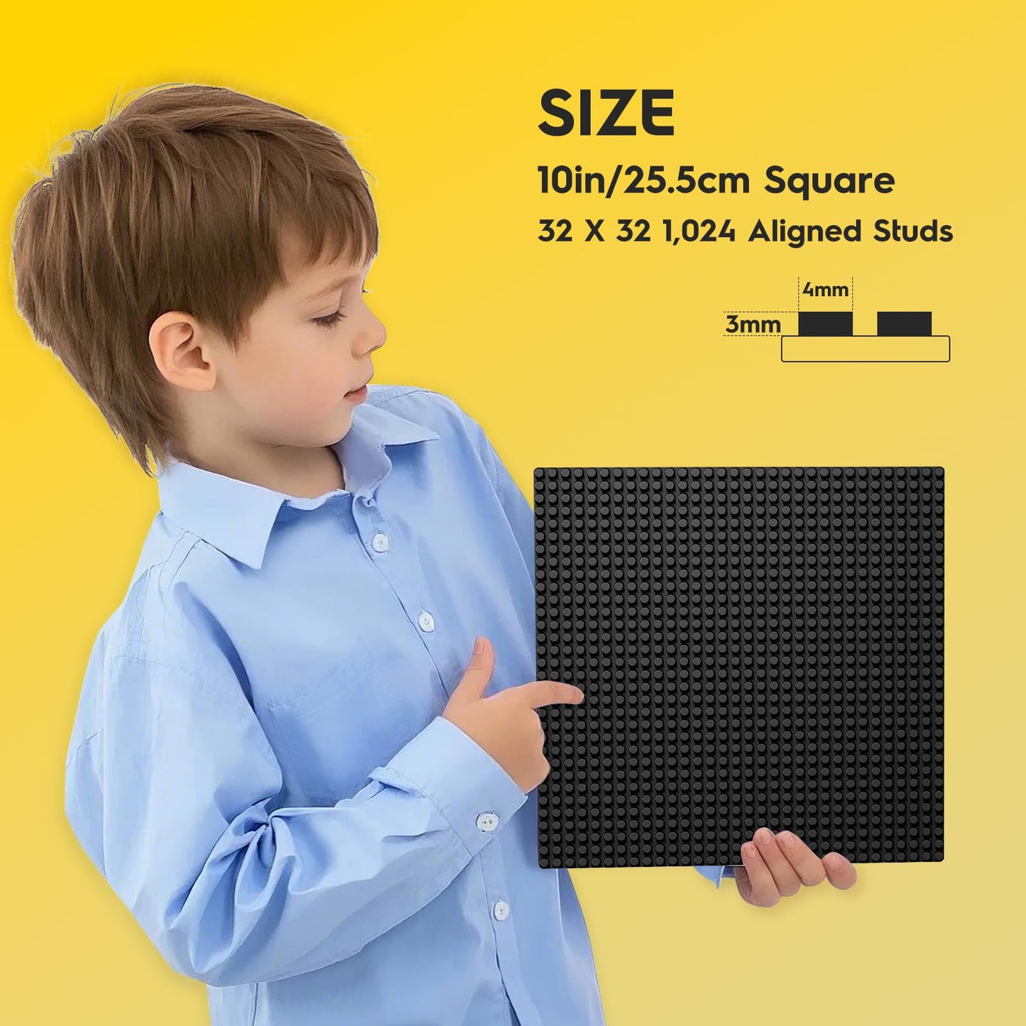 Pokiiulk Classic Baseplates 2-Pack – 10x10 Building Plates, Black, Compatible with All Major Brands