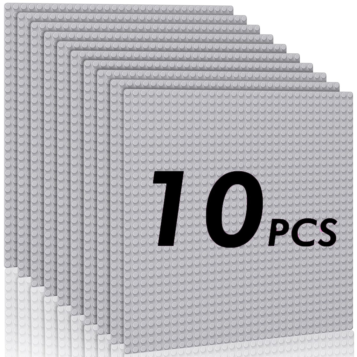 Pokiiulk Classic Baseplates – Pack of 10, 10x10, Compatible with All Major Brands, STEM Gift for Builders 3+