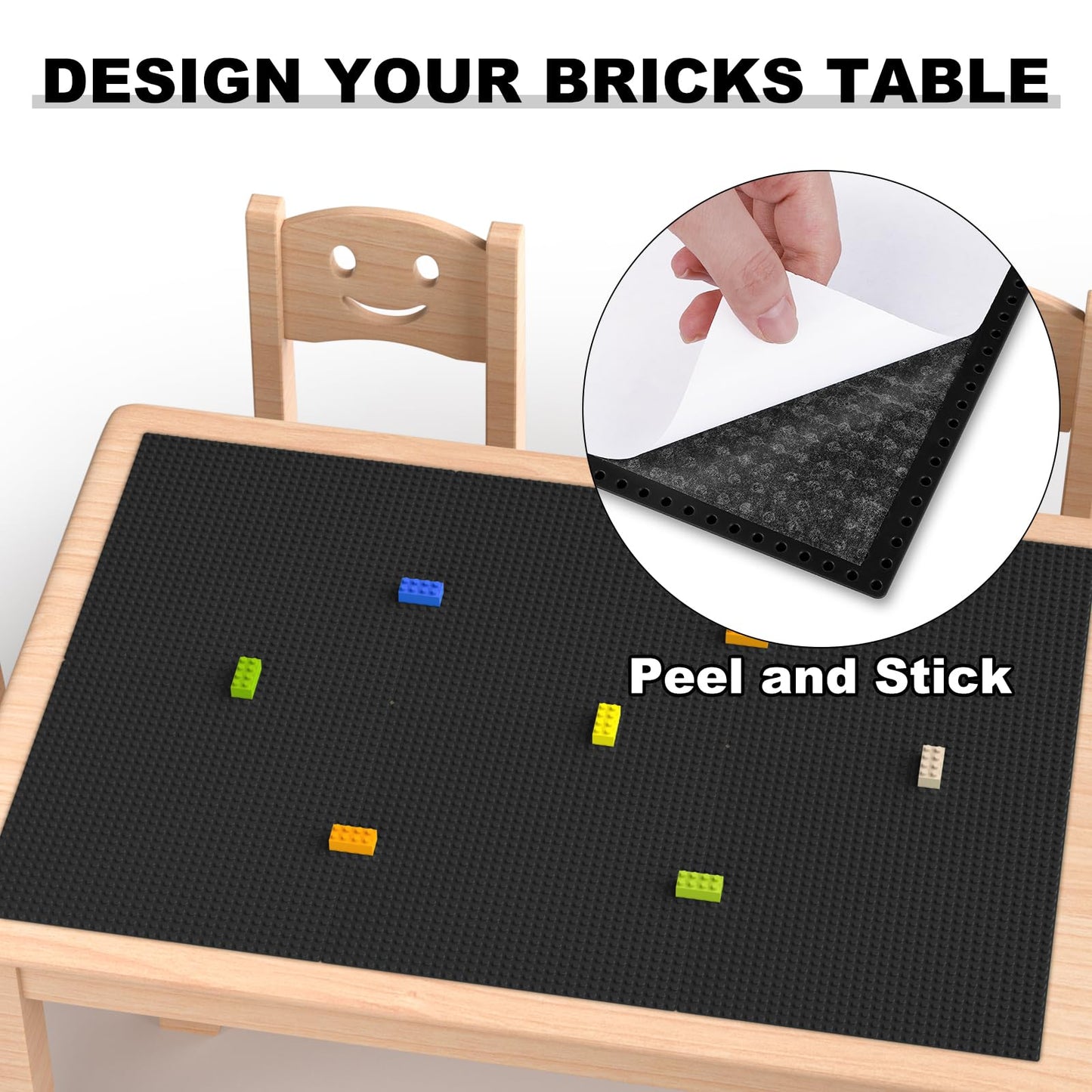Pokiiulk Classic Baseplates – Peel-and-Stick 10x10, 6-Pack, Black