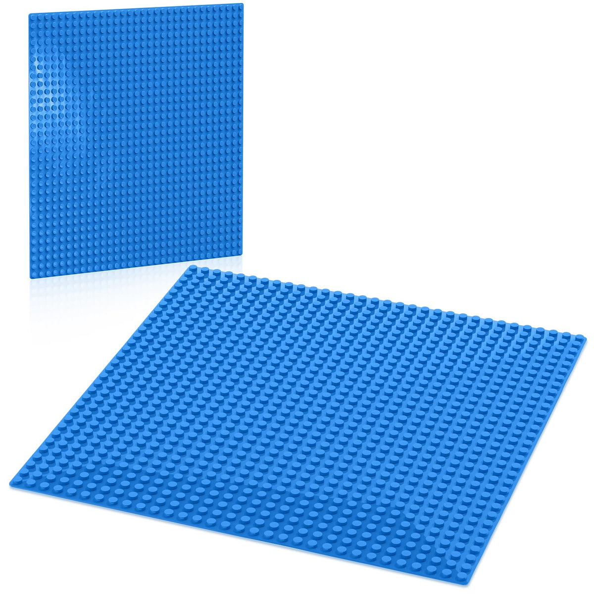 Pokiiulk Classic Blue Baseplates 10x10 – 2-Pack, LEGO Compatible, Water & Ocean Display Ready