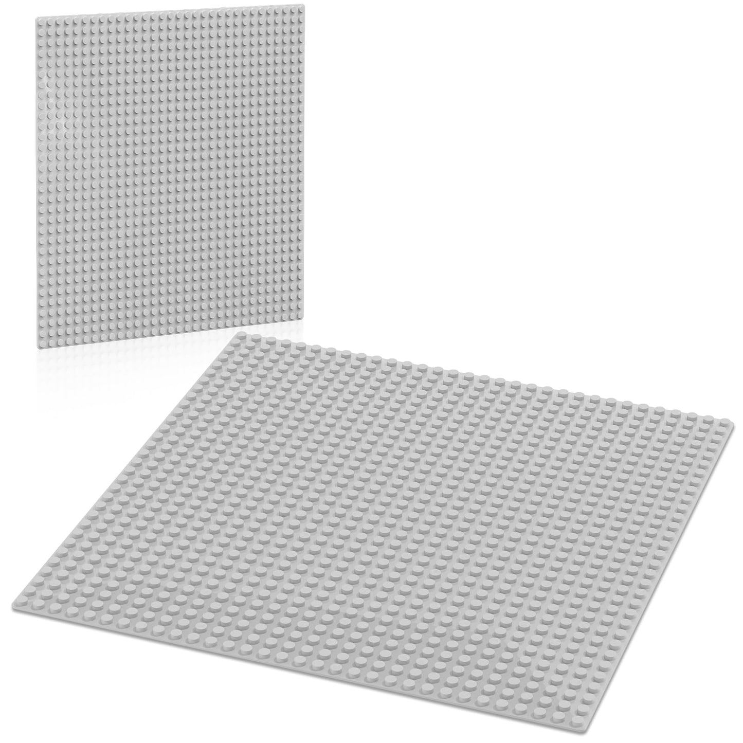 Pokiiulk Classic Gray Baseplates – 10x10 Inches, Pack of 2, 32x32 Studs, Compatible with LEGO and More