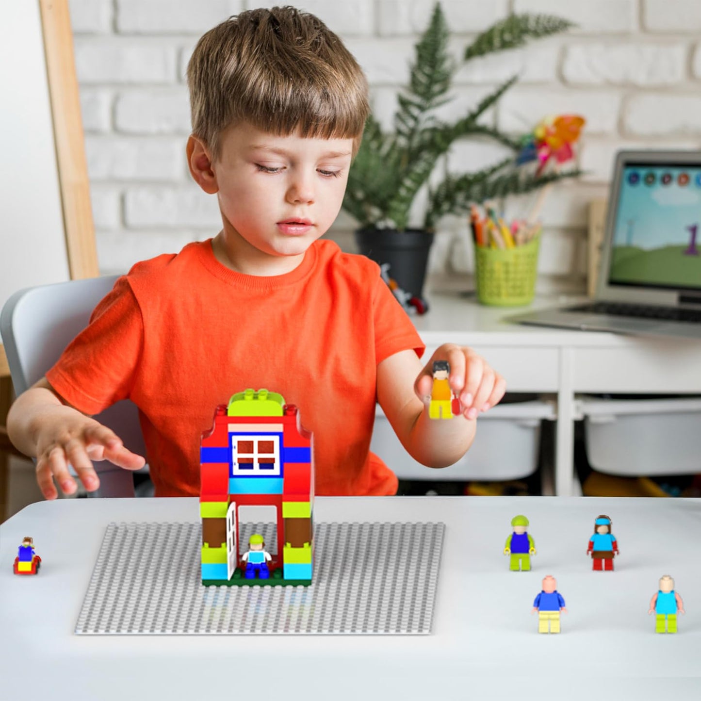 Pokiiulk Classic Gray Baseplates – 10x10 Inches, Pack of 2, 32x32 Studs, Compatible with LEGO and More