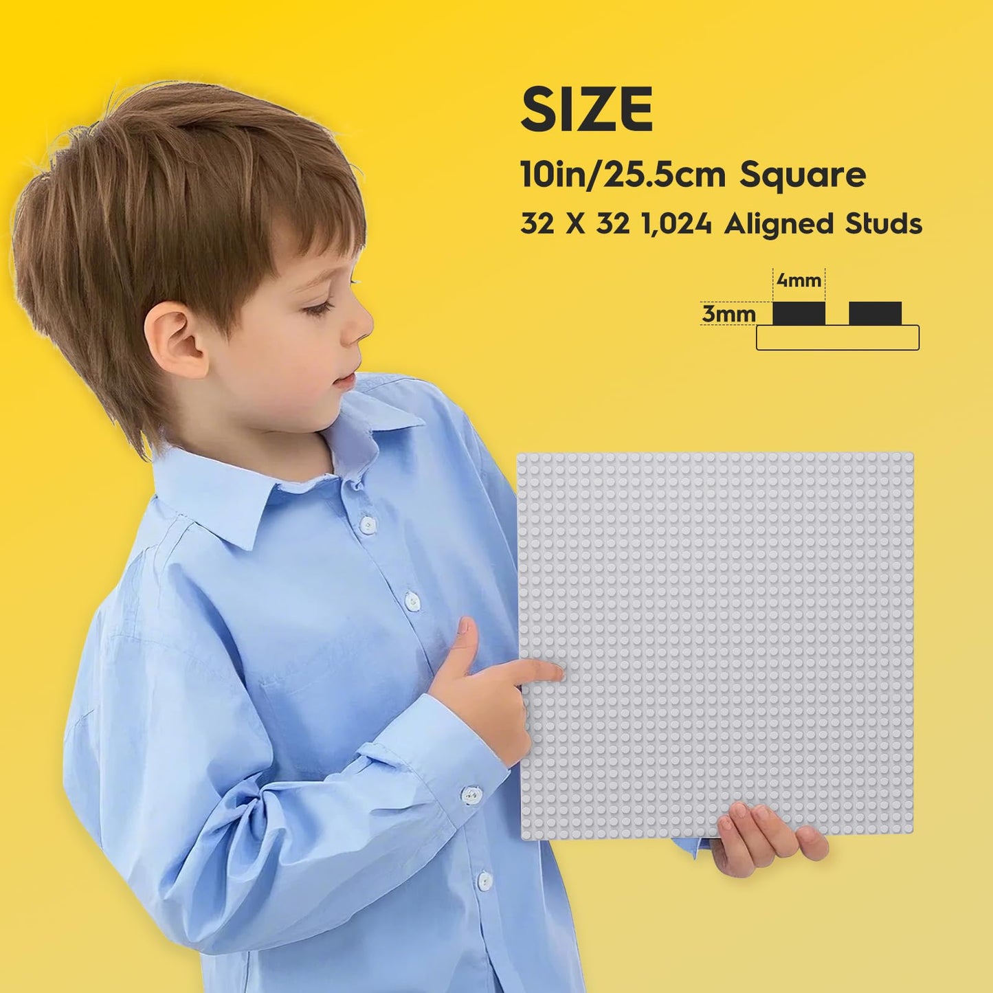 Pokiiulk Classic Gray Baseplates – 10x10 Inches, Pack of 2, 32x32 Studs, Compatible with LEGO and More